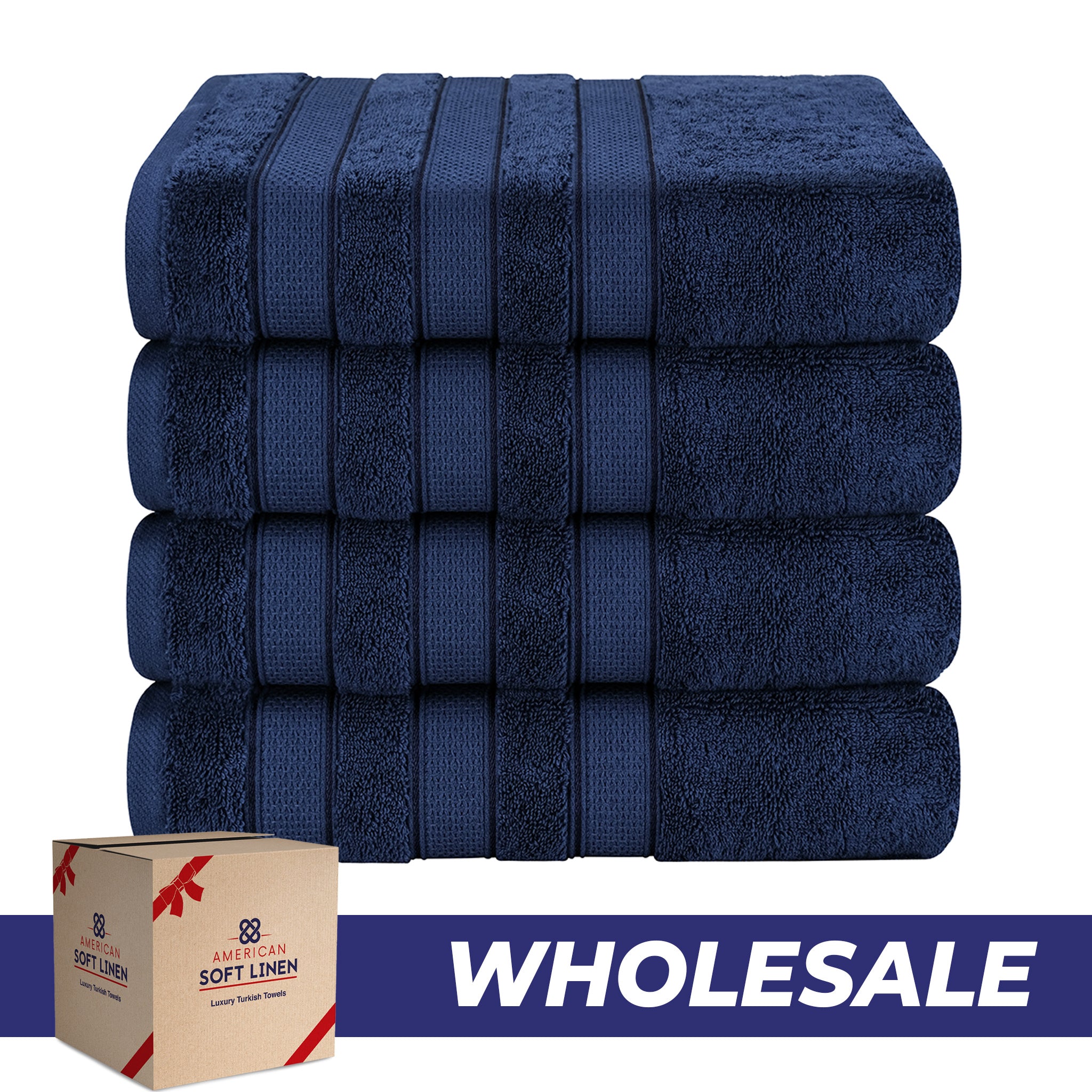 American-softlinen Salem 4-Pack Bath Towel Sets, 100% Cotton Luxury Turkish Towels, Super Soft, Absorbent, Premium Wholesale Bath Towels - Navy Blue 0