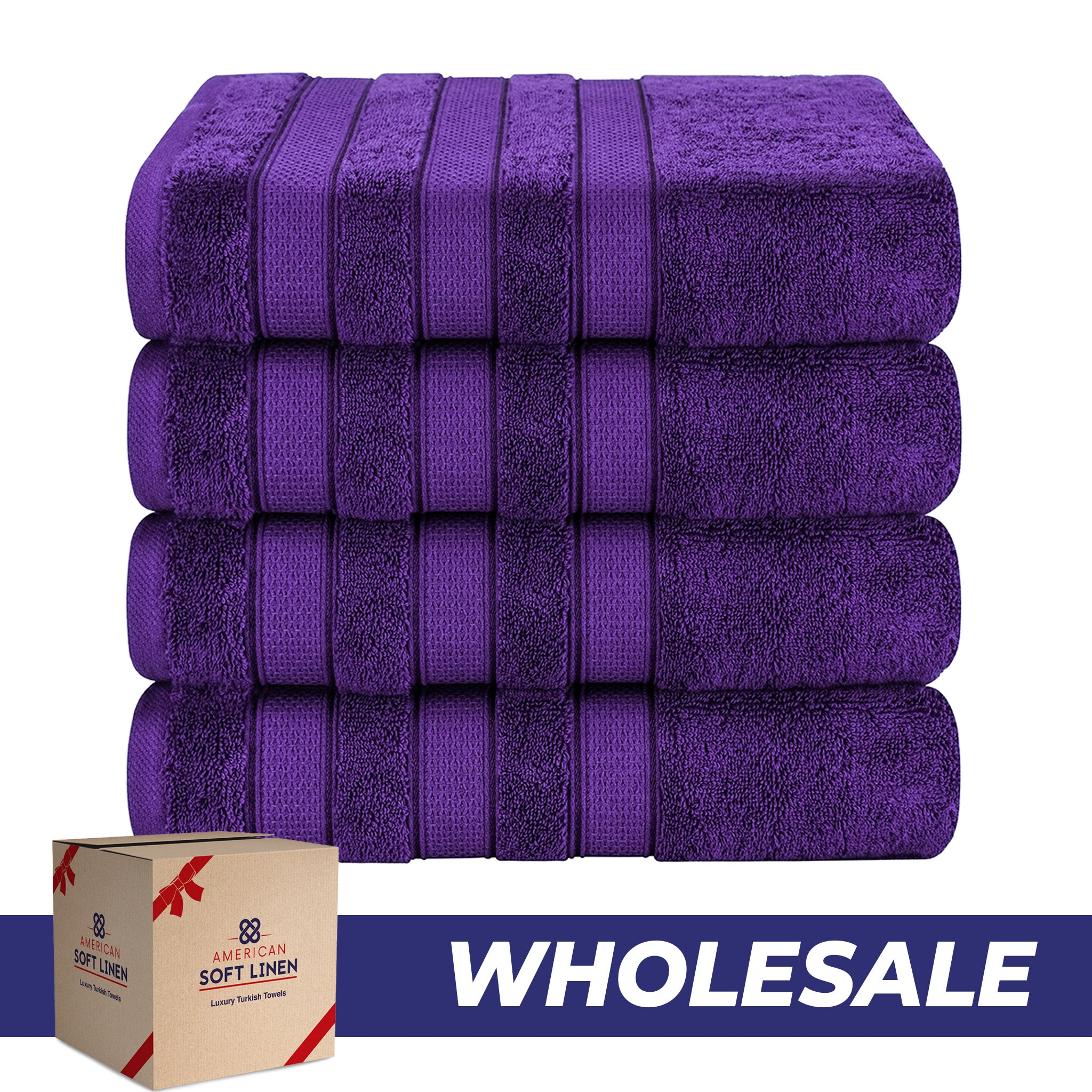 American-softlinen Salem 4-Pack Bath Towel Sets, 100% Cotton Luxury Turkish Towels, Super Soft, Absorbent, Premium Wholesale Bath Towels - Purple 0