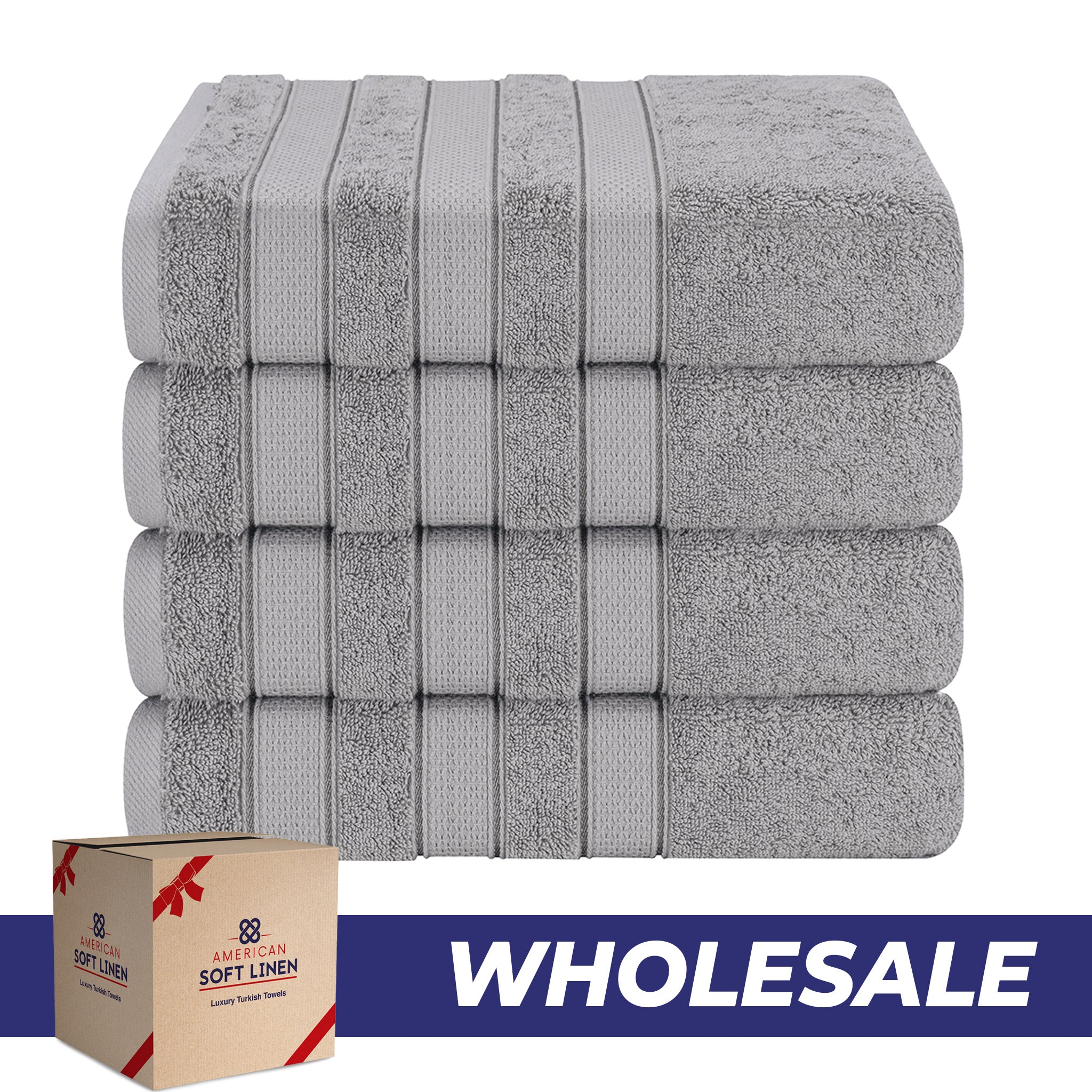 American-softlinen Salem 4-Pack Bath Towel Sets, 100% Cotton Luxury Turkish Towels, Super Soft, Absorbent, Premium Wholesale Bath Towels - Rockridge Gray 0