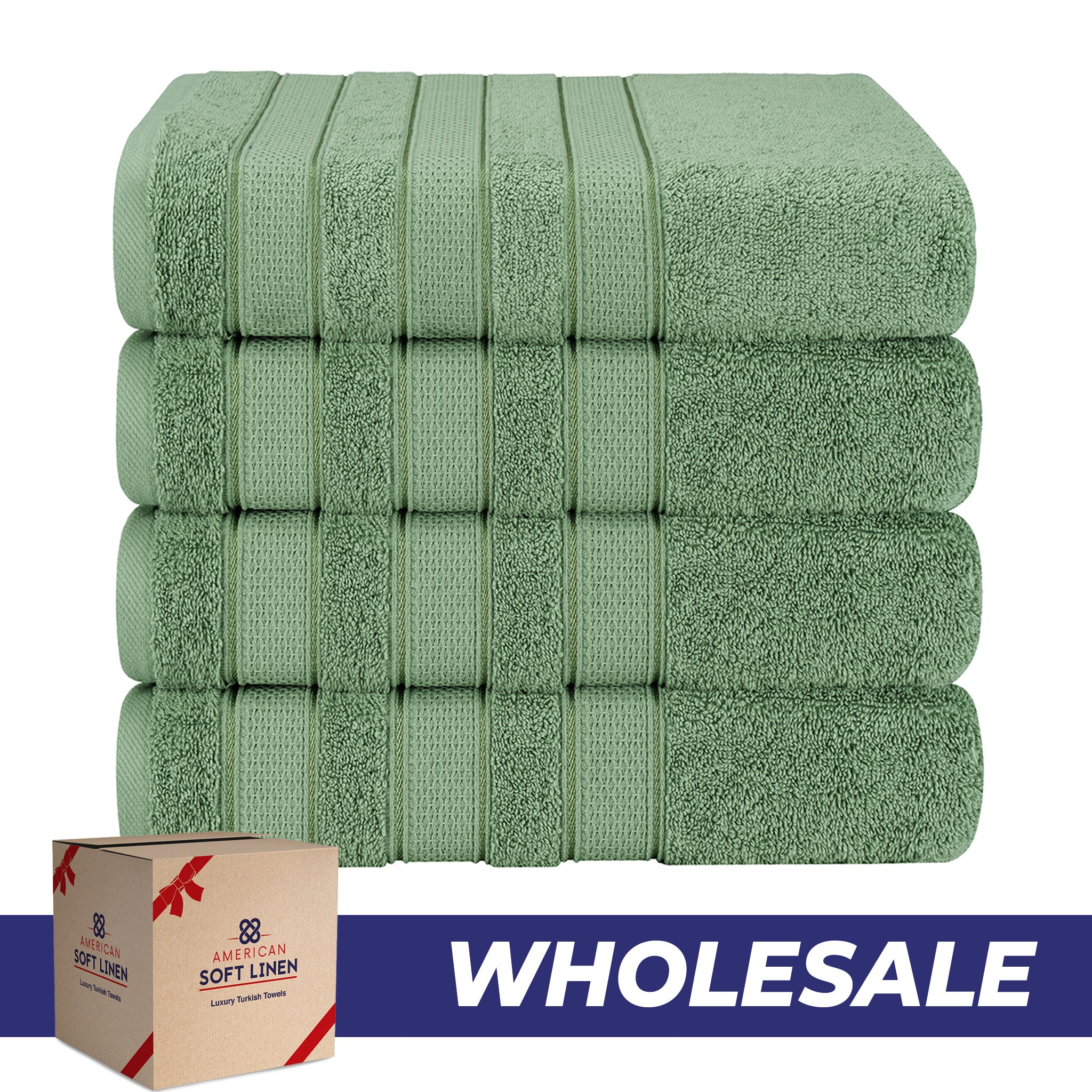 American-softlinen Salem 4-Pack Bath Towel Sets, 100% Cotton Luxury Turkish Towels, Super Soft, Absorbent, Premium Wholesale Bath Towels - Sage Green 0