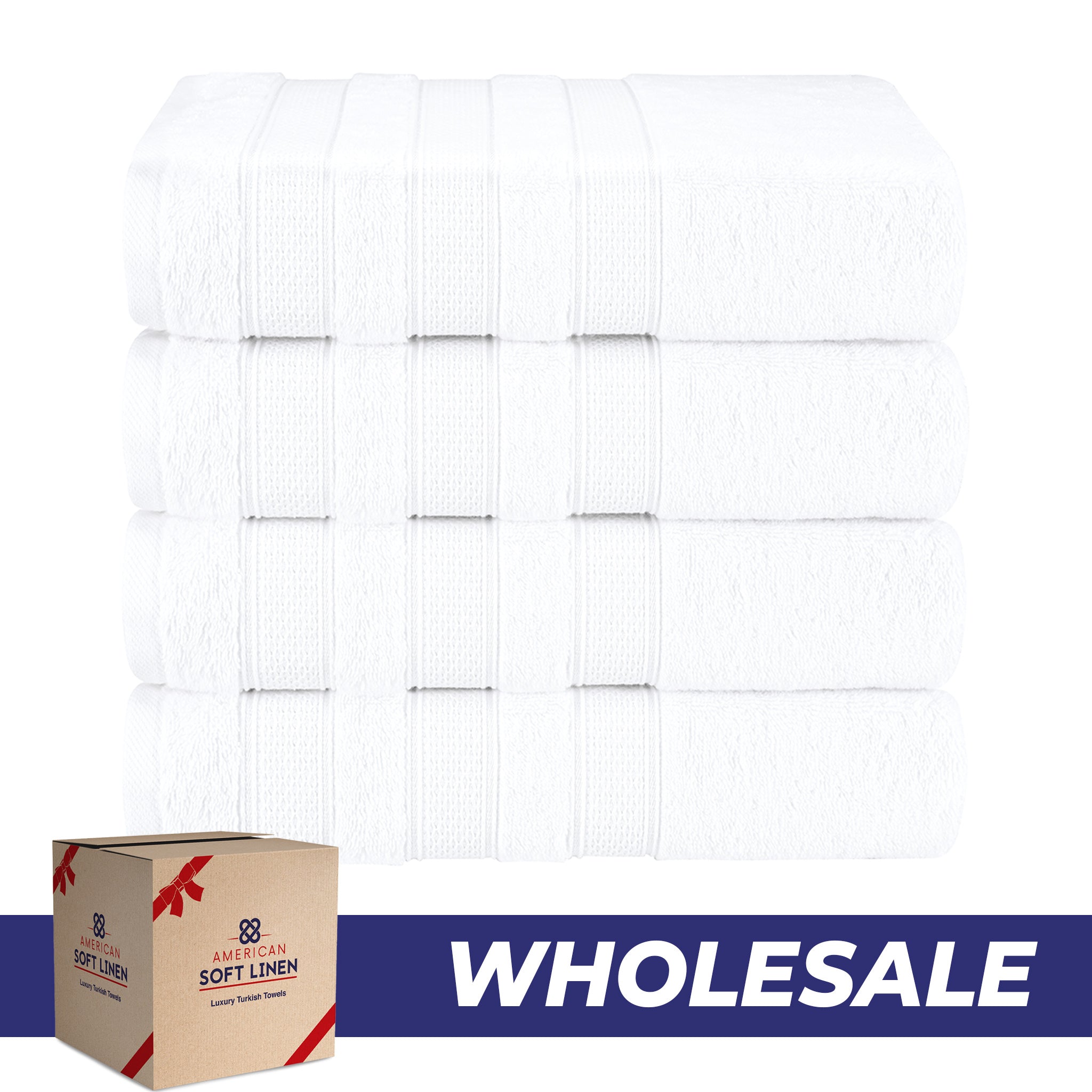 American-softlinen Salem 4-Pack Bath Towel Sets, 100% Cotton Luxury Turkish Towels, Super Soft, Absorbent, Premium Wholesale Bath Towels - White 0