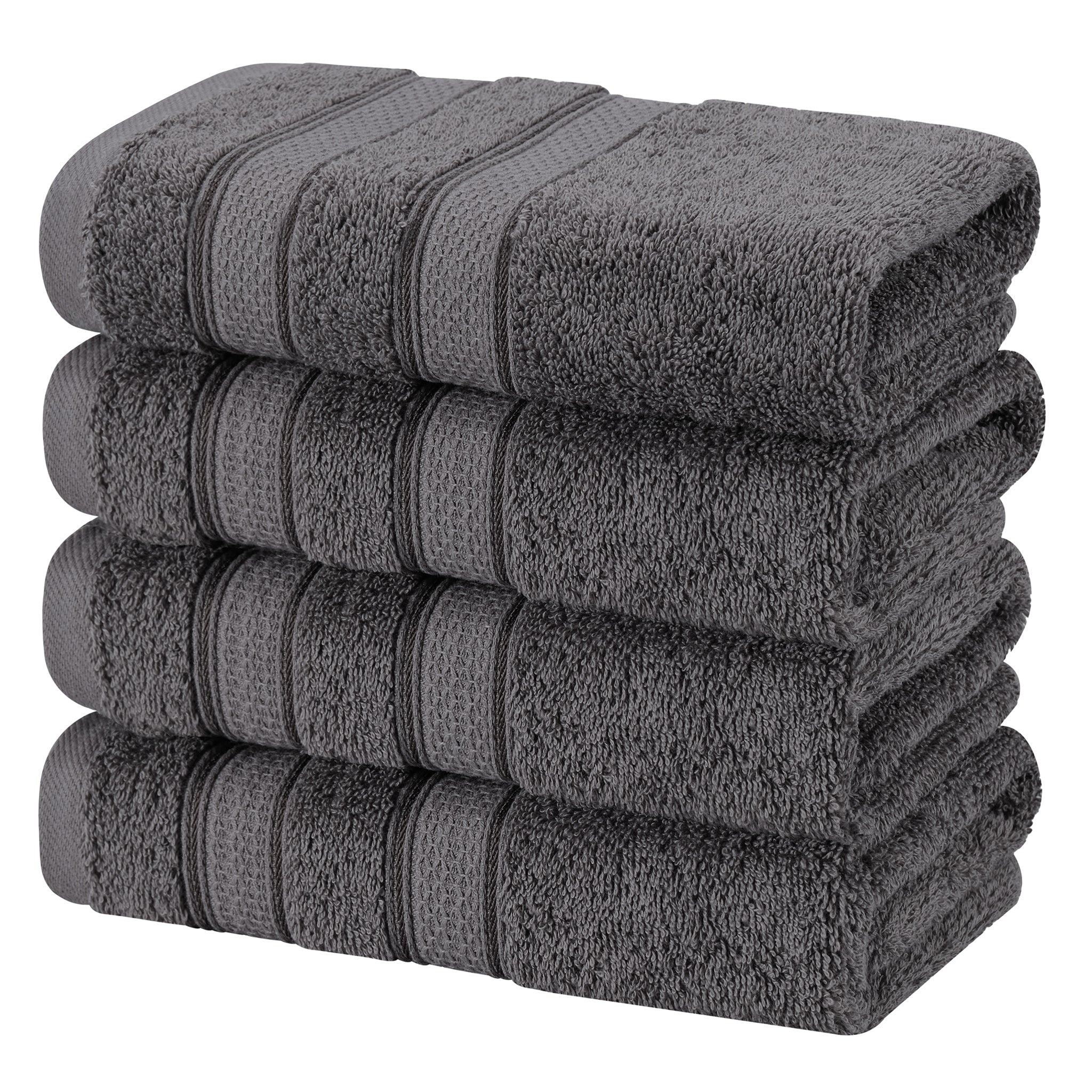 American-softlinen Salem 4-Pack Bath Towel Sets, 100% Cotton Luxury Turkish Towels, Super Soft, Absorbent, Premium Wholesale Bath Towels - Gray 5