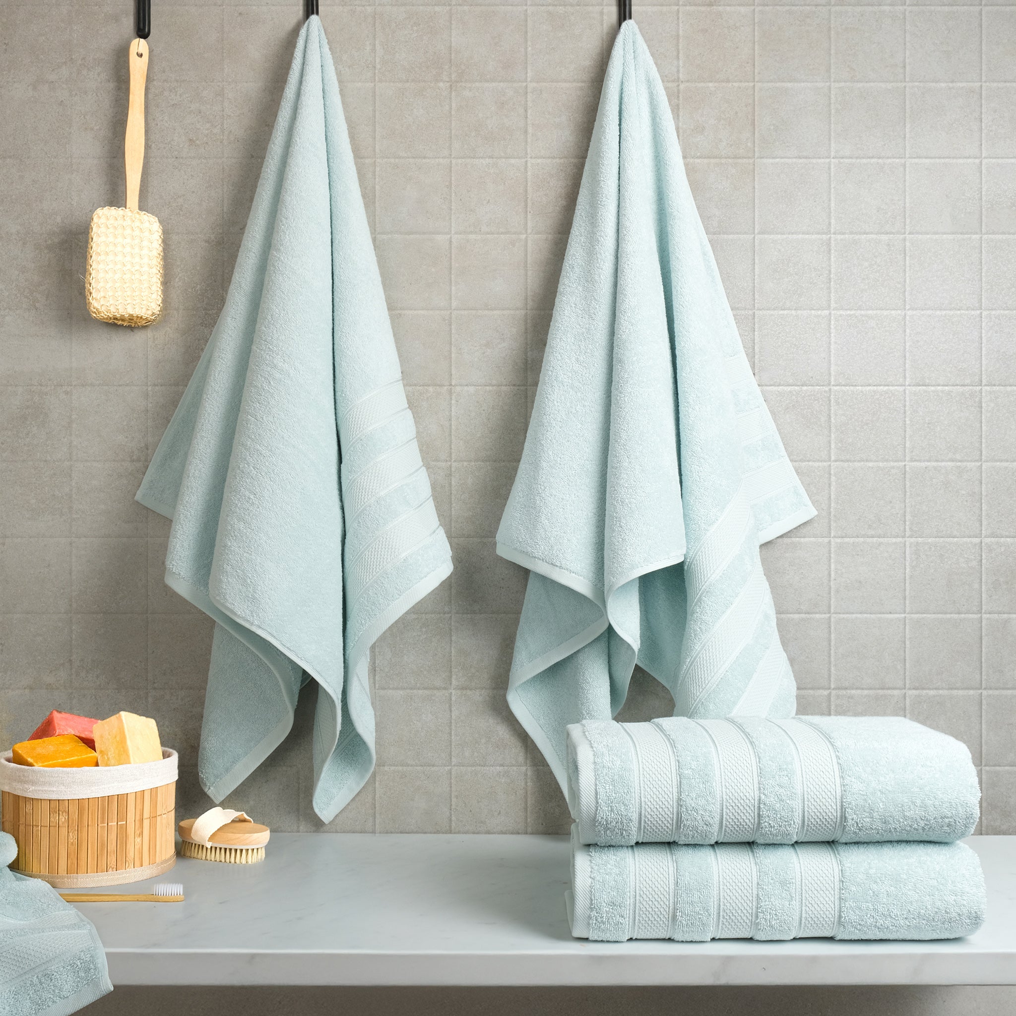 American-softlinen Salem 4-Pack Bath Towel Sets, 100% Cotton Luxury Turkish Towels, Super Soft, Absorbent, Premium Wholesale Bath Towels - Mint 2