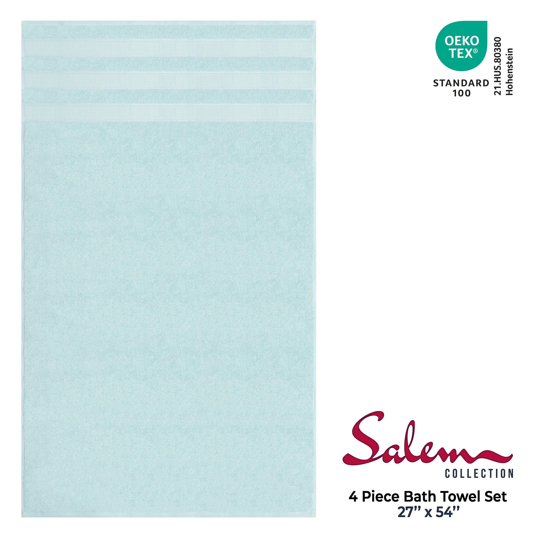 American-softlinen Salem 4-Pack Bath Towel Sets, 100% Cotton Luxury Turkish Towels, Super Soft, Absorbent, Premium Wholesale Bath Towels - Mint 4