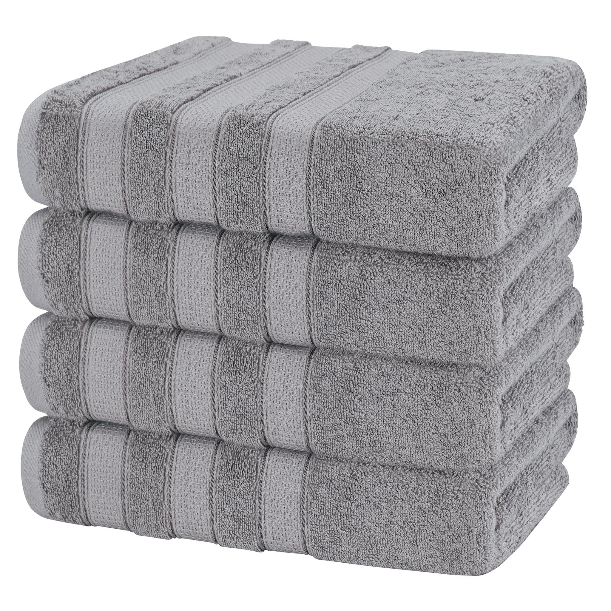 American-softlinen Salem 4-Pack Bath Towel Sets, 100% Cotton Luxury Turkish Towels, Super Soft, Absorbent, Premium Wholesale Bath Towels - Rockridge Gray 5