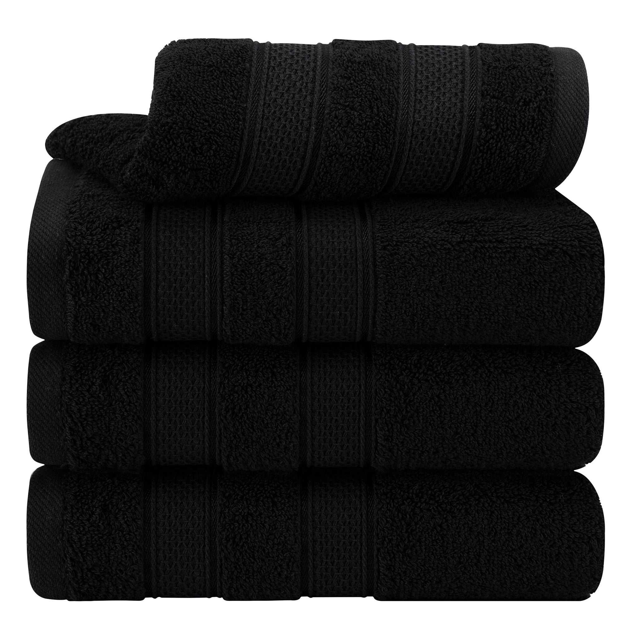 American-softlinen Salem 4-Pack Hand Towel Sets, 100% Cotton Luxury Turkish Towels, Super Soft, Absorbent, Premium Hand Towels - Black 1