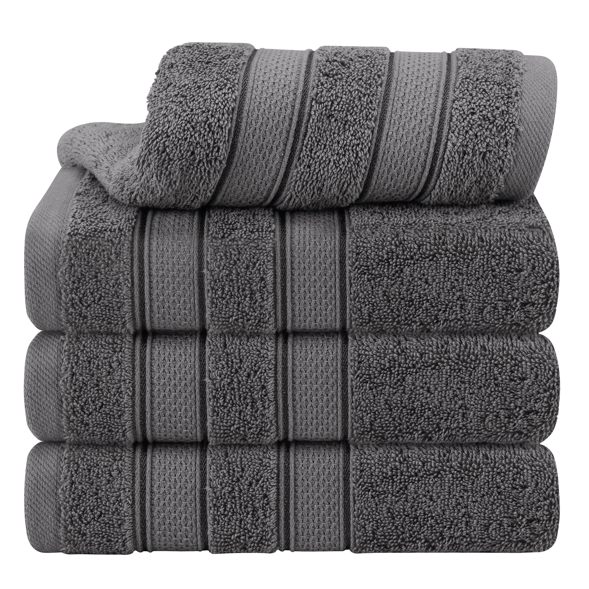 American-softlinen Salem 4-Pack Hand Towel Sets, 100% Cotton Luxury Turkish Towels, Super Soft, Absorbent, Premium Hand Towels - Gray 1