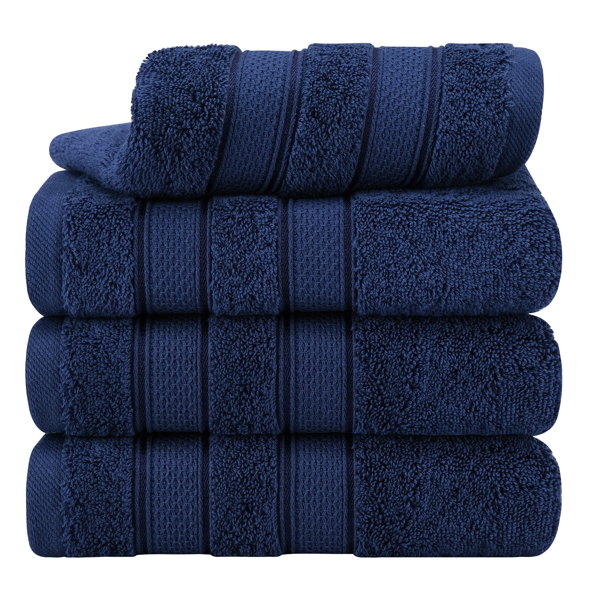 American-softlinen Salem 4-Pack Hand Towel Sets, 100% Cotton Luxury Turkish Towels, Super Soft, Absorbent, Premium Hand Towels - Navy Blue 1