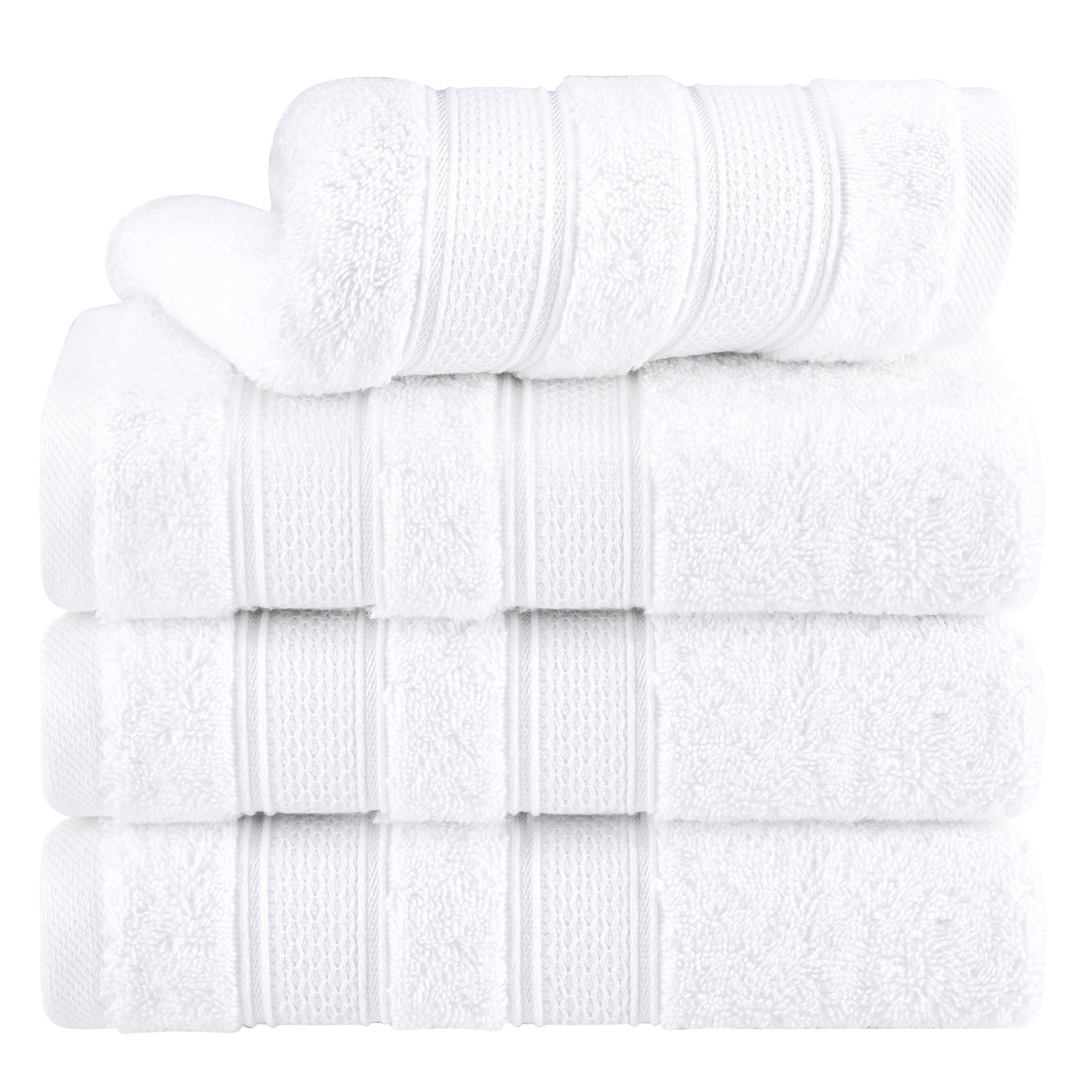 American-softlinen Salem 4-Pack Hand Towel Sets, 100% Cotton Luxury Turkish Towels, Super Soft, Absorbent, Premium Hand Towels - White 1