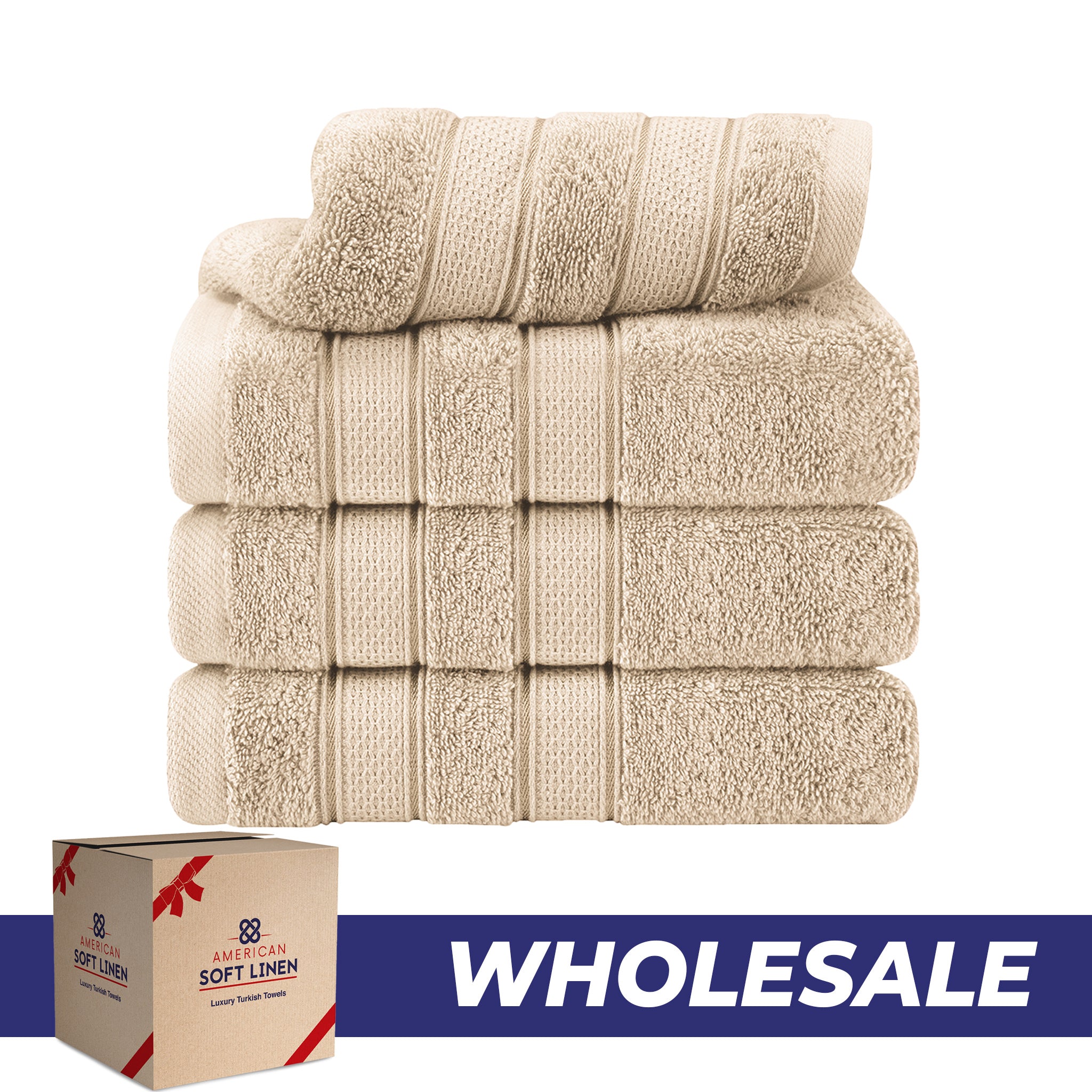 American-softlinen Salem 4-Pack Hand Towel Sets, 100% Cotton Luxury Turkish Towels, Super Soft, Absorbent, Premium Wholesale Hand Towels - Sand Taupe Beige 0