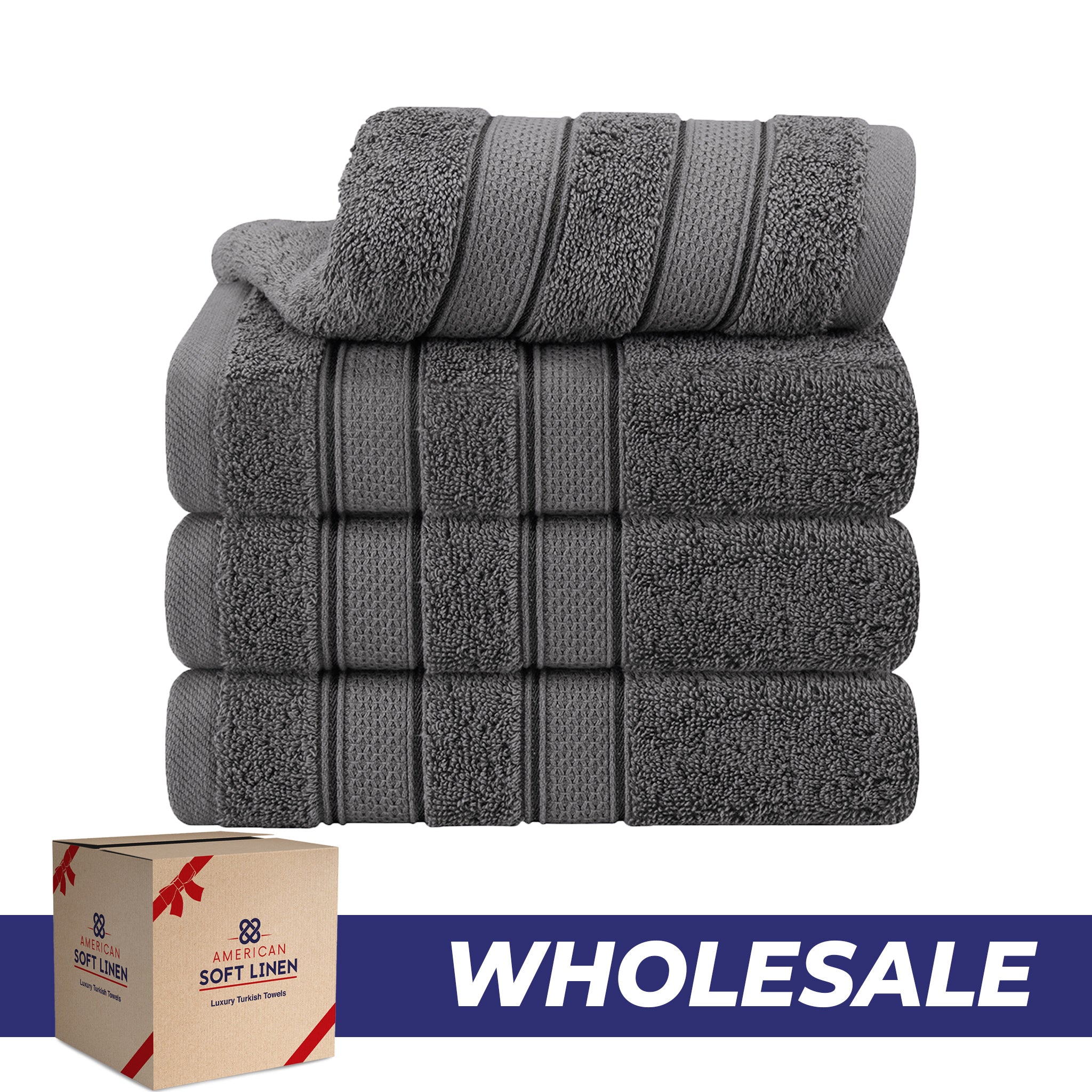 American-softlinen Salem 4-Pack Hand Towel Sets, 100% Cotton Luxury Turkish Towels, Super Soft, Absorbent, Premium Wholesale Hand Towels - Gray 0
