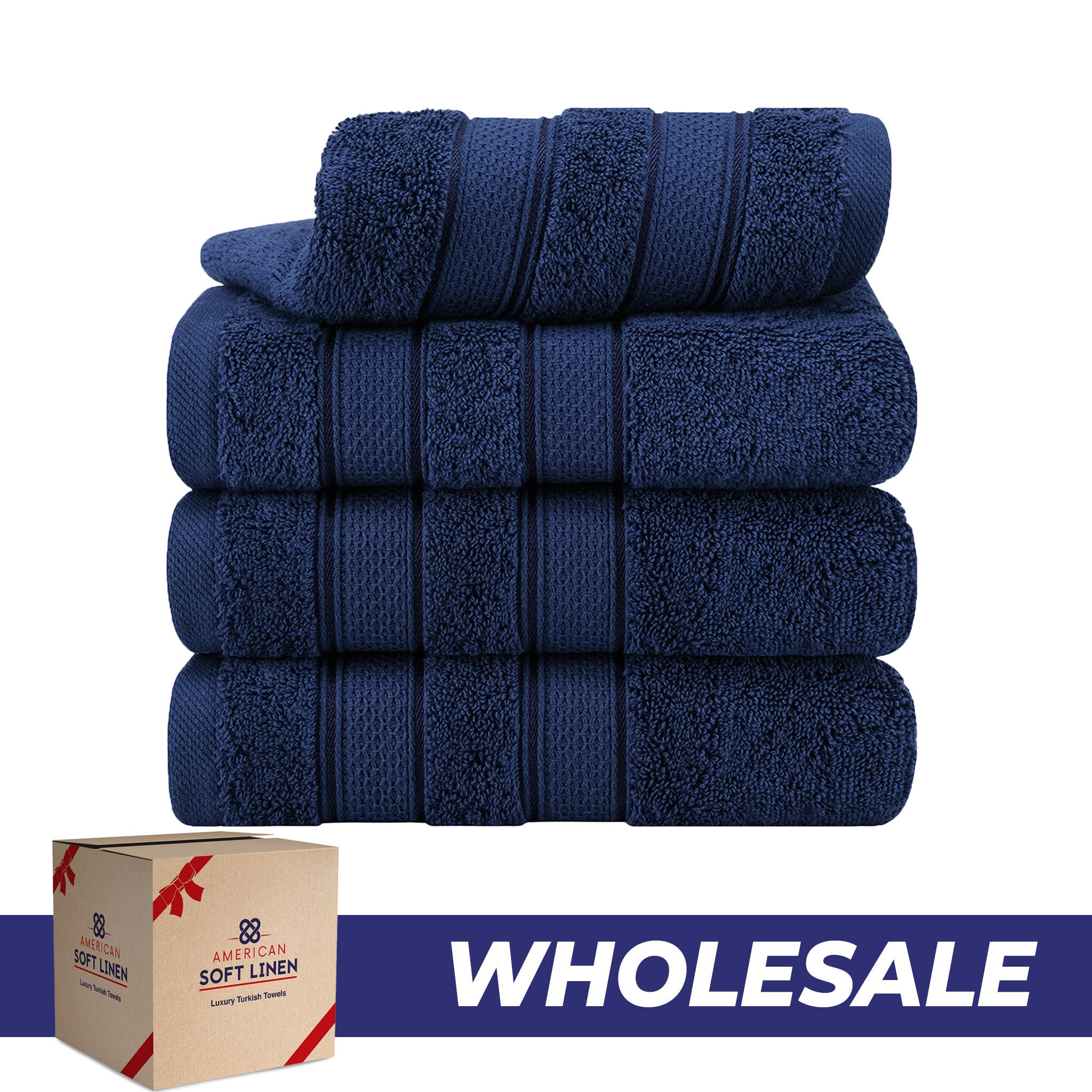 American-softlinen Salem 4-Pack Hand Towel Sets, 100% Cotton Luxury Turkish Towels, Super Soft, Absorbent, Premium Wholesale Hand Towels - Navy Blue 0