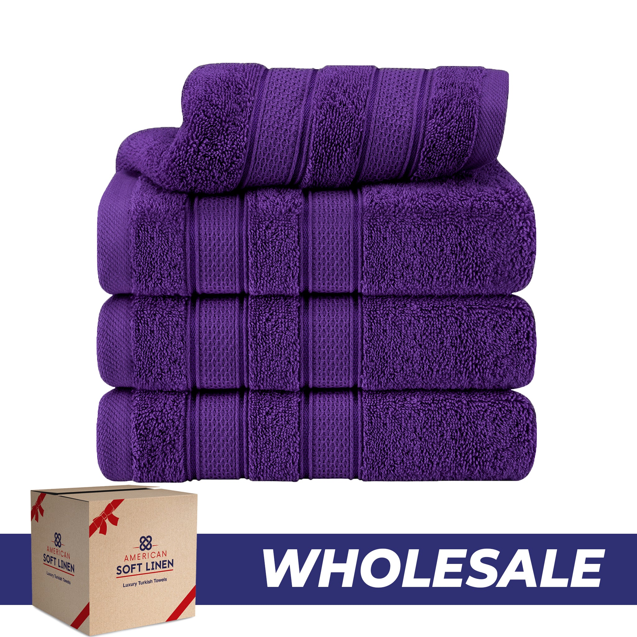 American-softlinen Salem 4-Pack Hand Towel Sets, 100% Cotton Luxury Turkish Towels, Super Soft, Absorbent, Premium Wholesale Hand Towels - Purple 0