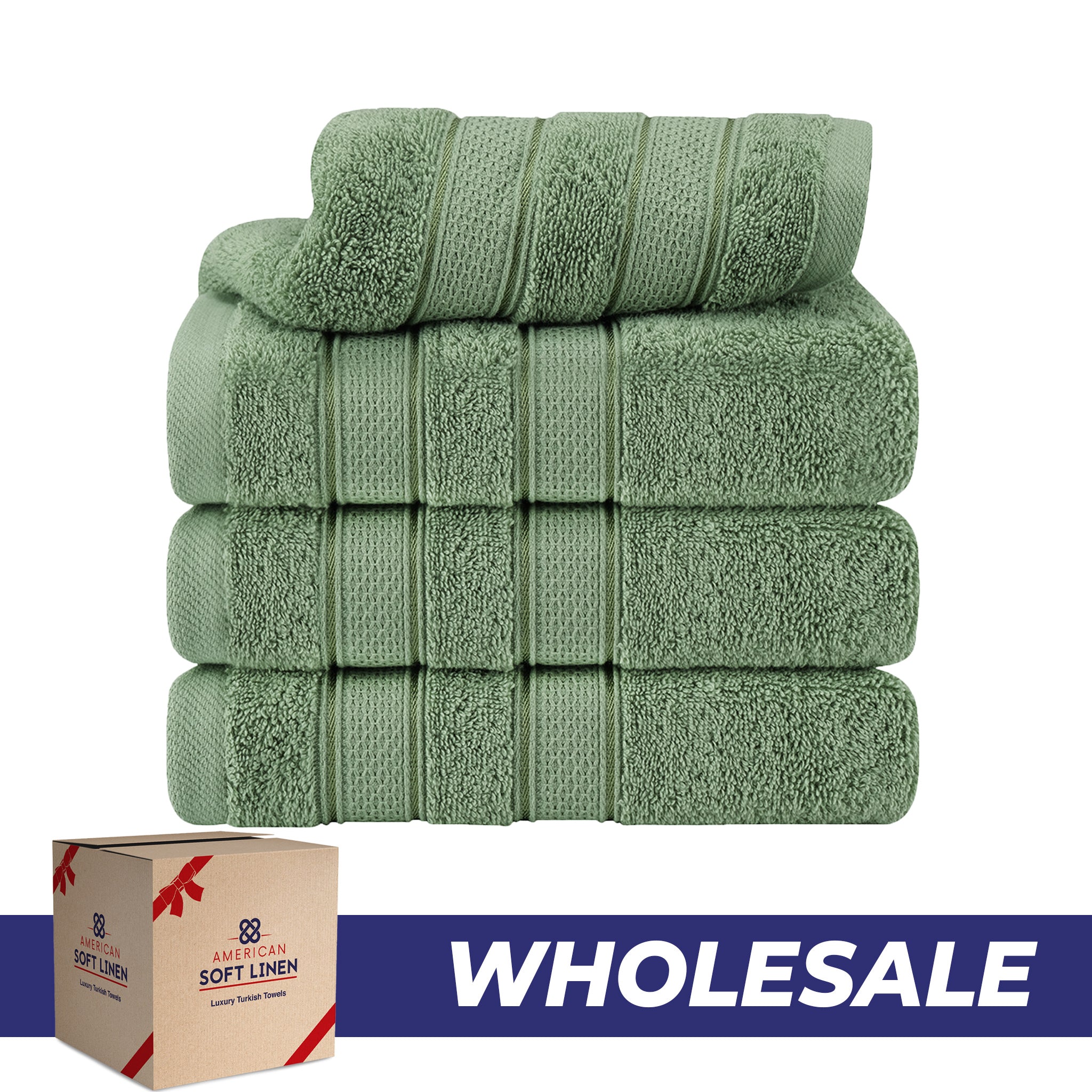 American-softlinen Salem 4-Pack Hand Towel Sets, 100% Cotton Luxury Turkish Towels, Super Soft, Absorbent, Premium Wholesale Hand Towels - Sage Green 0
