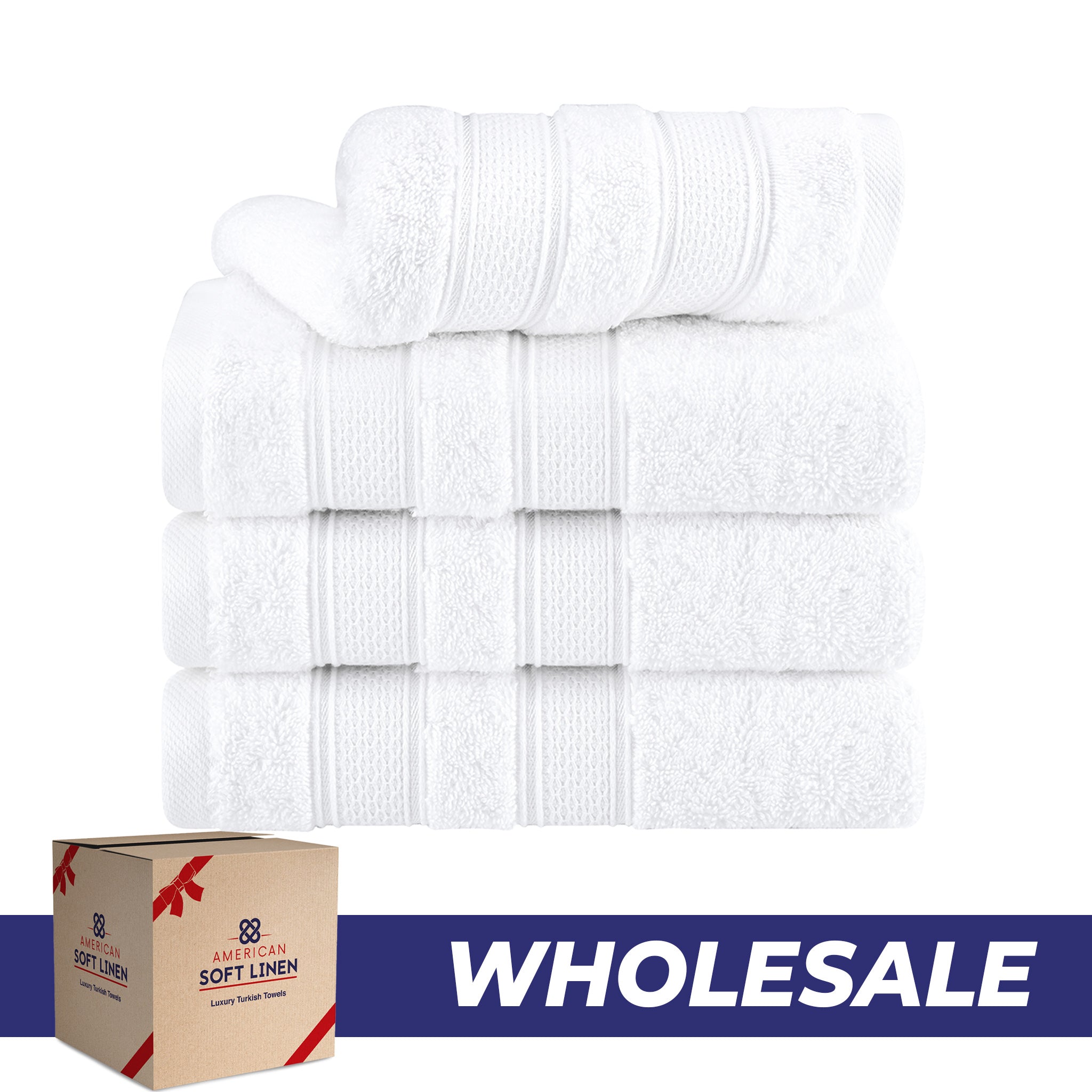 American-softlinen Salem 4-Pack Hand Towel Sets, 100% Cotton Luxury Turkish Towels, Super Soft, Absorbent, Premium Wholesale Hand Towels - White 0