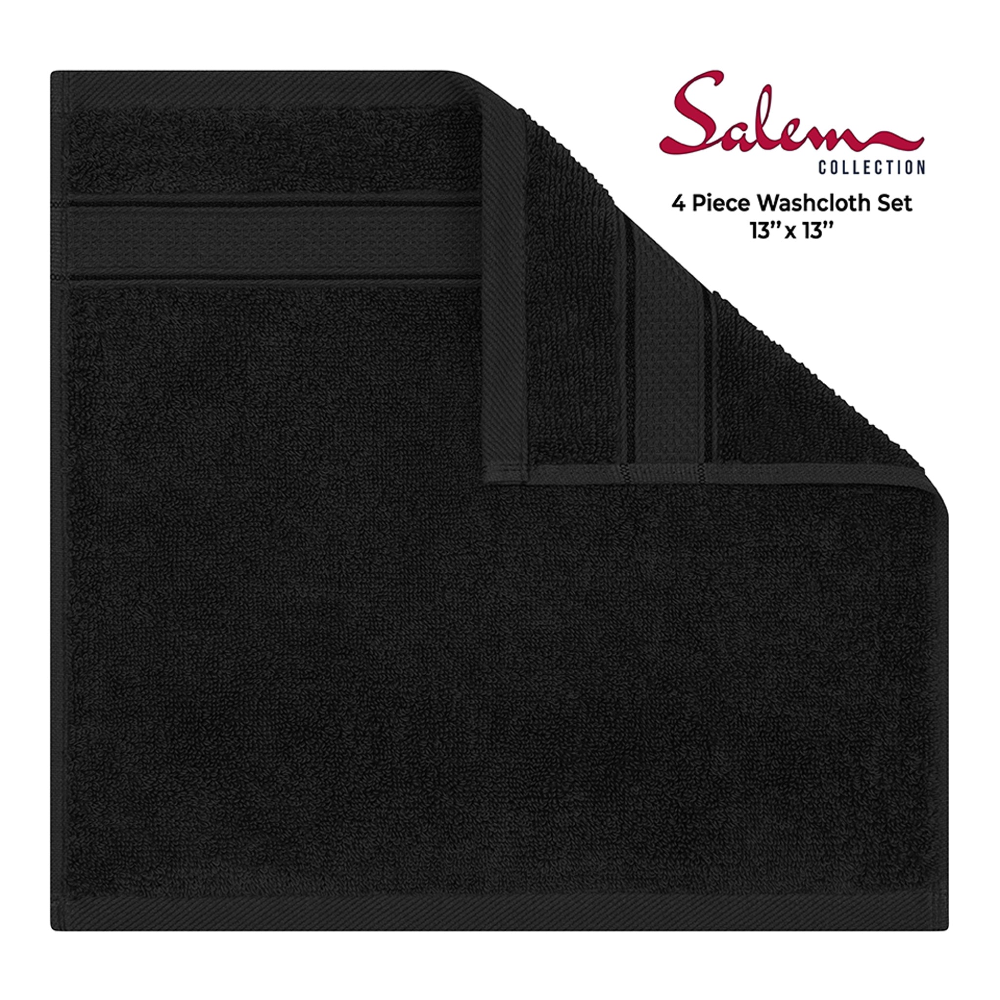 American-softlinen 100% Cotton, Salem 4 Piece Washcloth Set for Bathroom and Kitchen