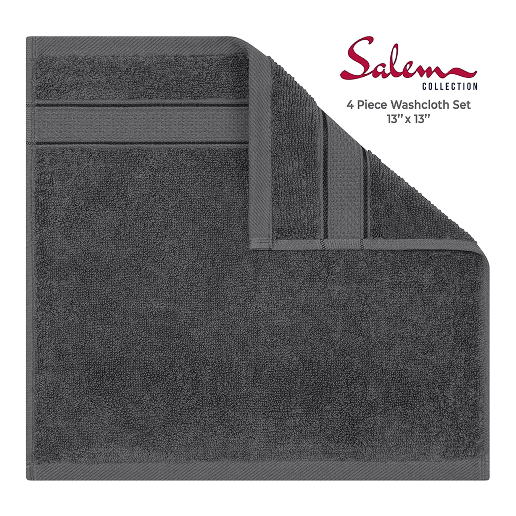 American-softlinen 100% Cotton, Salem 4 Piece Washcloth Set for Bathroom and Kitchen