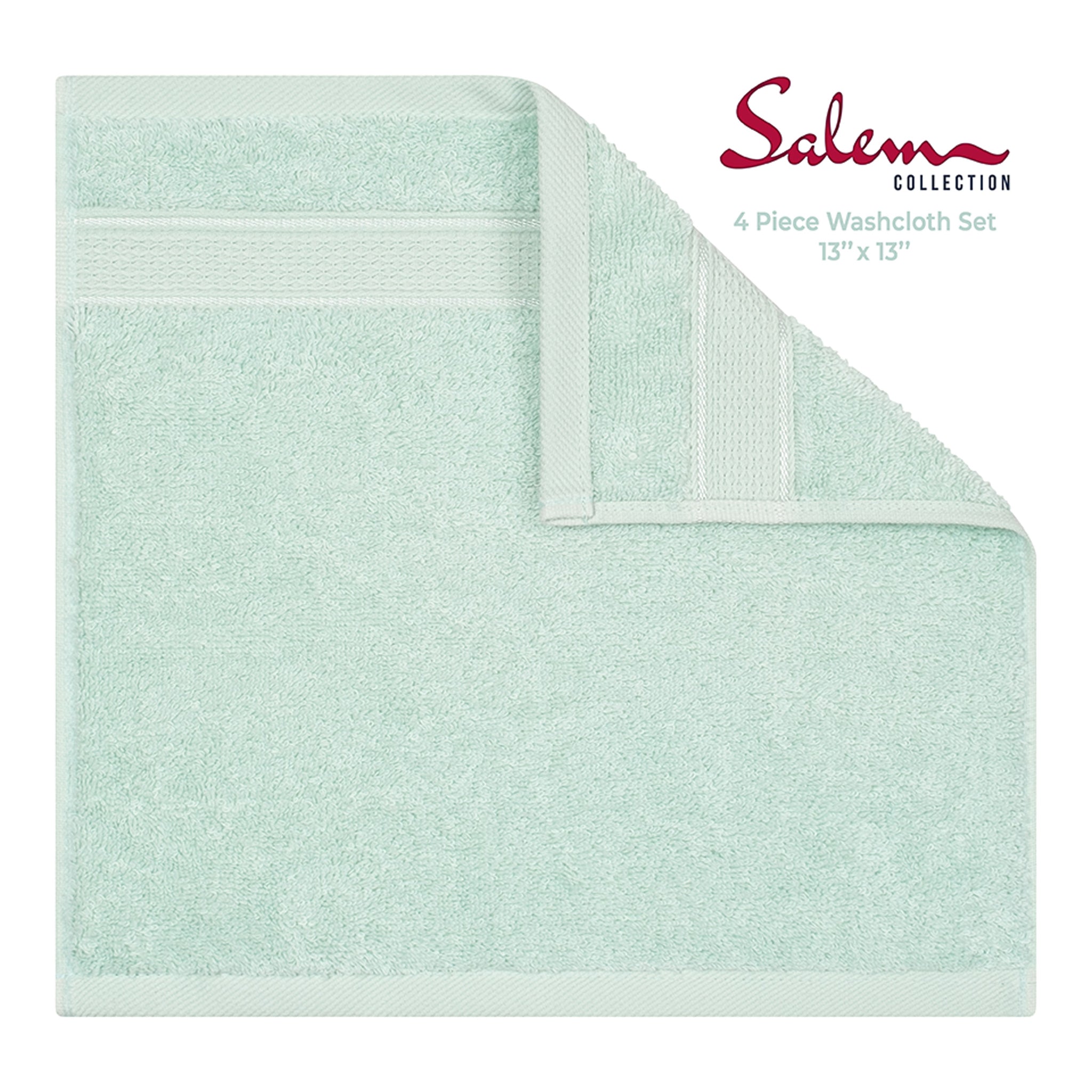 American-softlinen 100% Cotton, Salem 4 Piece Washcloth Set for Bathroom and Kitchen