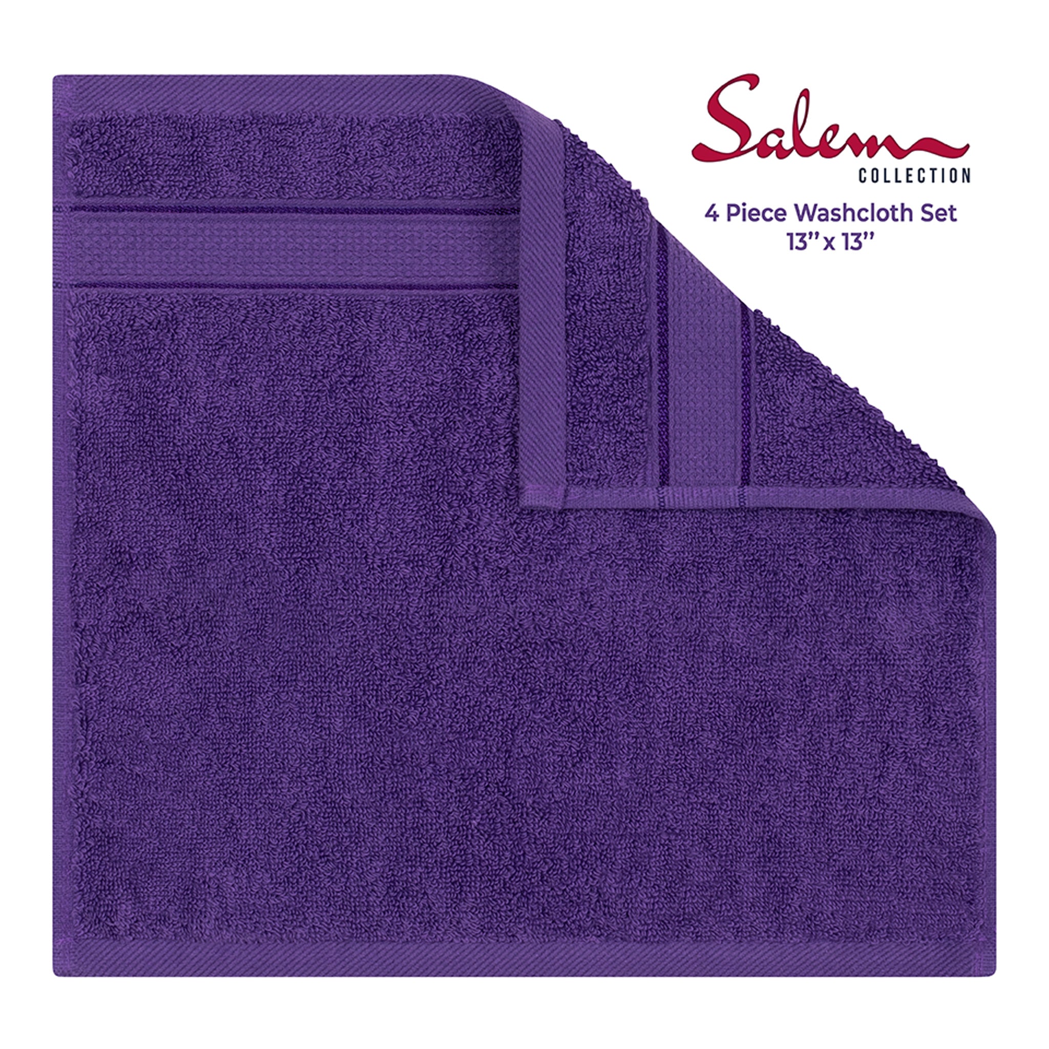 American-softlinen 100% Cotton, Salem 4 Piece Washcloth Set for Bathroom and Kitchen