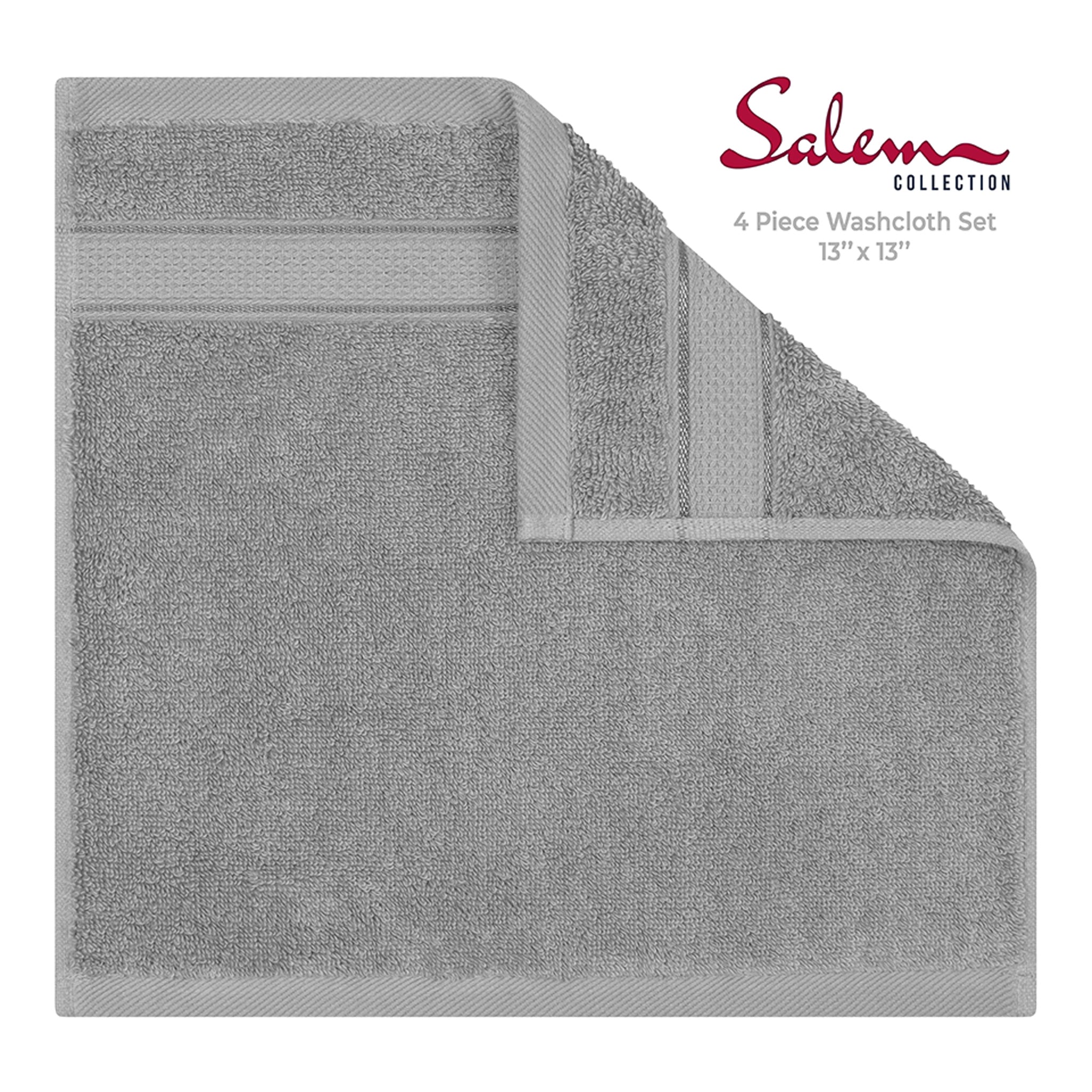 American-softlinen 100% Cotton, Salem 4 Piece Washcloth Set for Bathroom and Kitchen