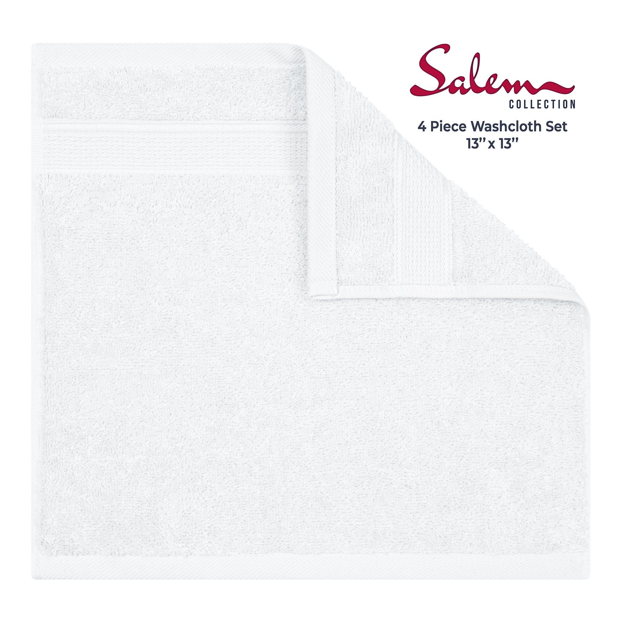 American-softlinen 100% Cotton, Salem 4 Piece Washcloth Set for Bathroom and Kitchen