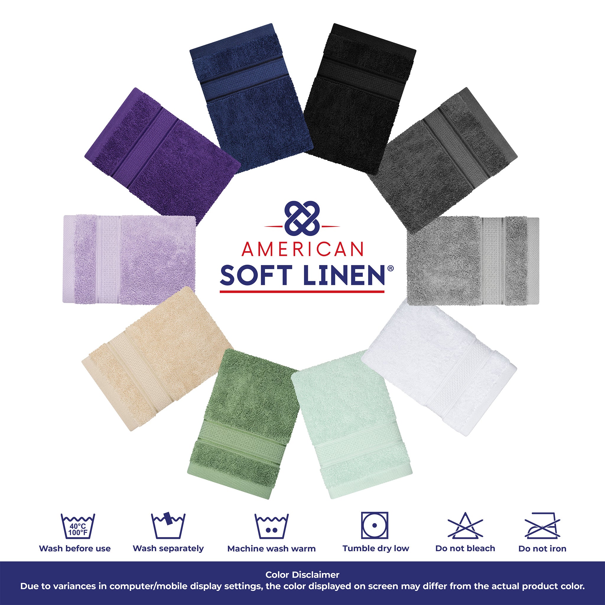 American-softlinen 100% Cotton, Salem 4 Piece Washcloth Set for Bathroom and Kitchen