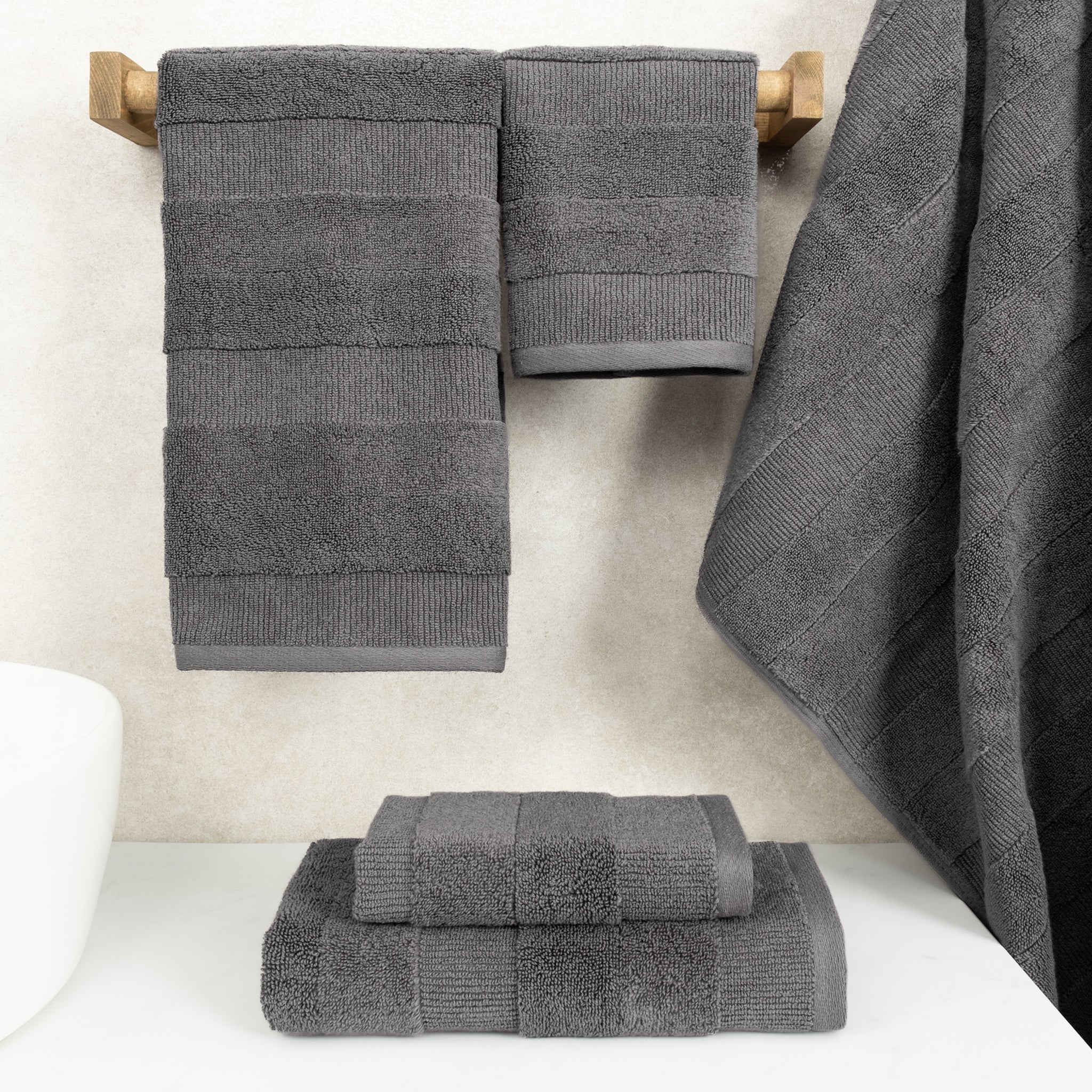 American-softlinen Sense Collection 100% Micro Cotton Premium 6 Piece Towel Set, 600 GSM Ultra Soft and Plush Towels for Bathroom