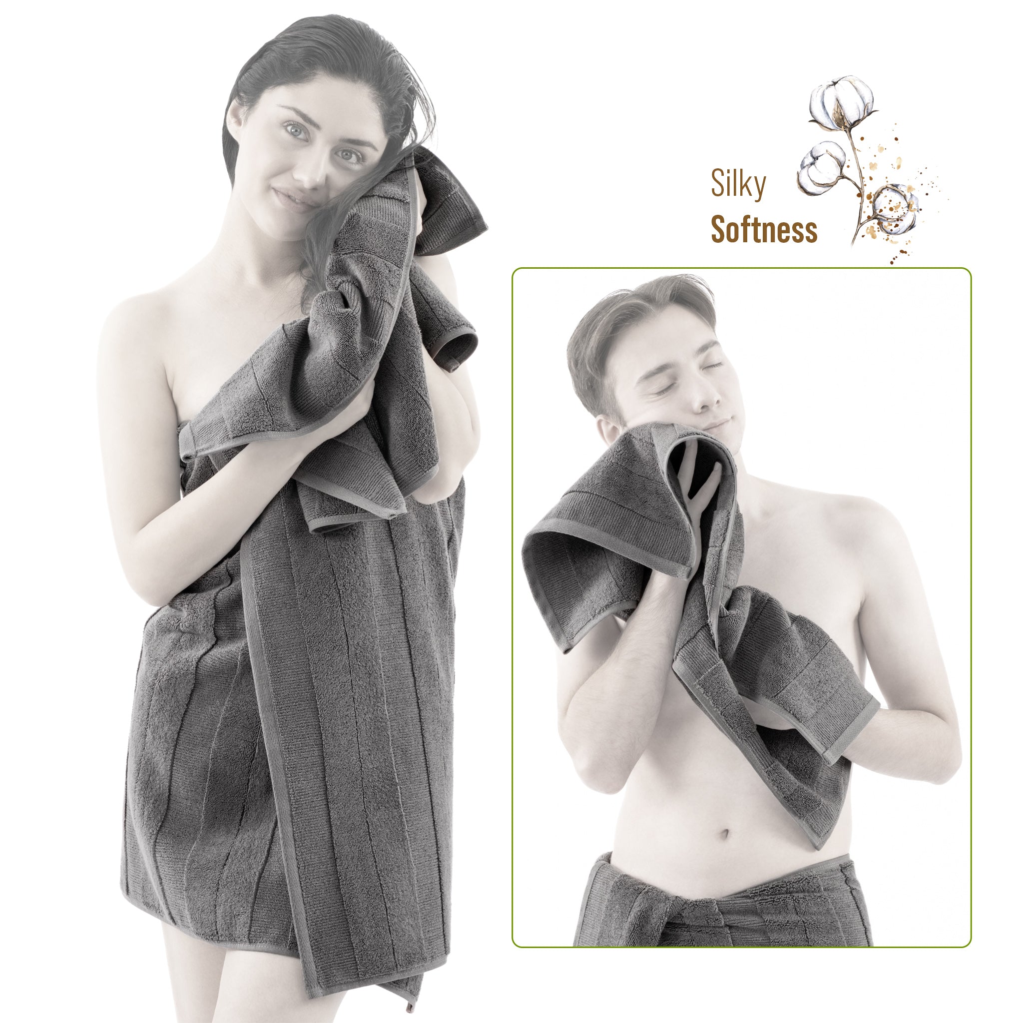 American-softlinen Sense Collection 100% Micro Cotton Premium 6 Piece Towel Set, 600 GSM Ultra Soft and Plush Towels for Bathroom