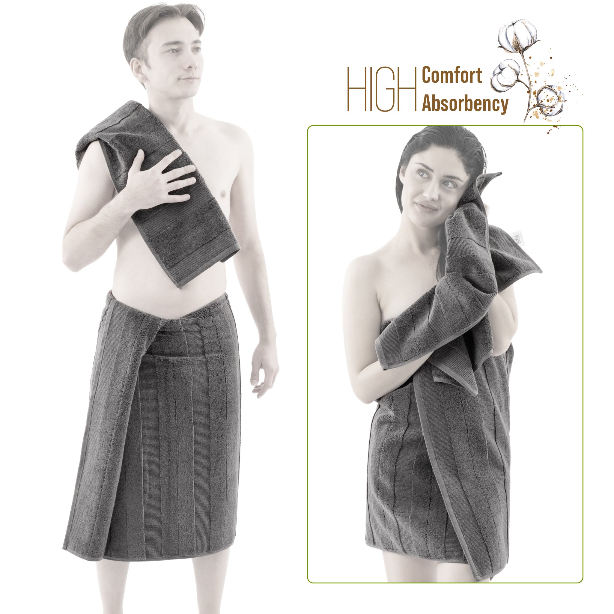 American-softlinen Sense Collection 100% Micro Cotton Premium 6 Piece Towel Set, 600 GSM Ultra Soft and Plush Towels for Bathroom