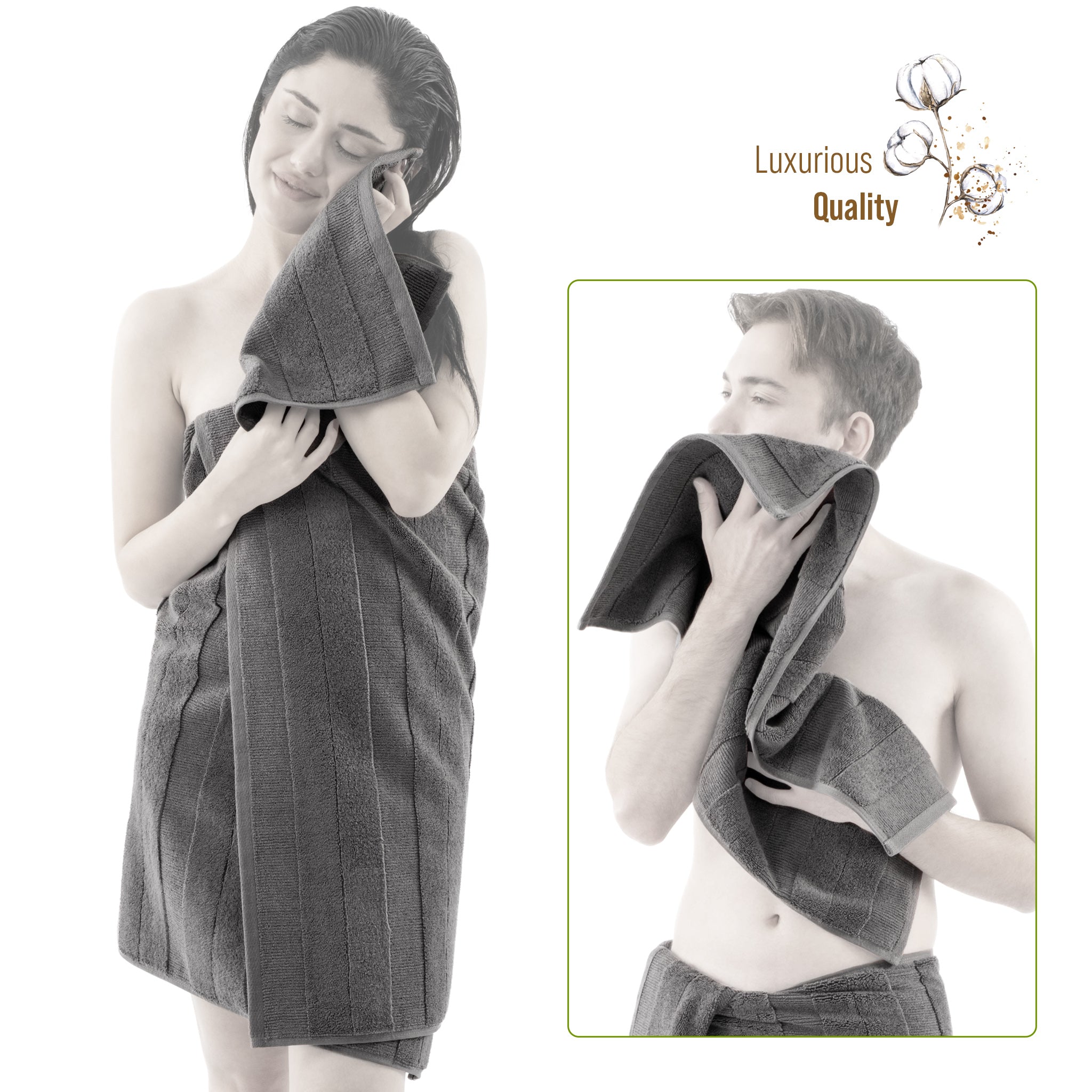 American-softlinen Sense Collection 100% Micro Cotton Premium 6 Piece Towel Set, 600 GSM Ultra Soft and Plush Towels for Bathroom