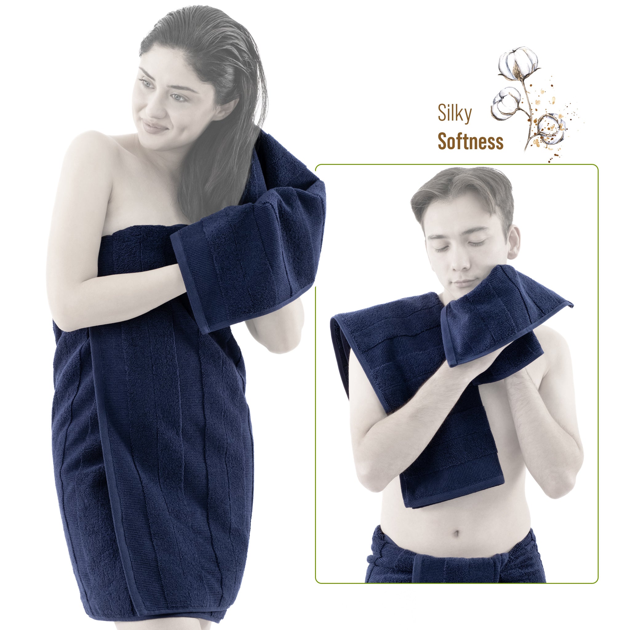 American-softlinen Sense Collection 100% Micro Cotton Premium 6 Piece Towel Set, 600 GSM Ultra Soft and Plush Towels for Bathroom