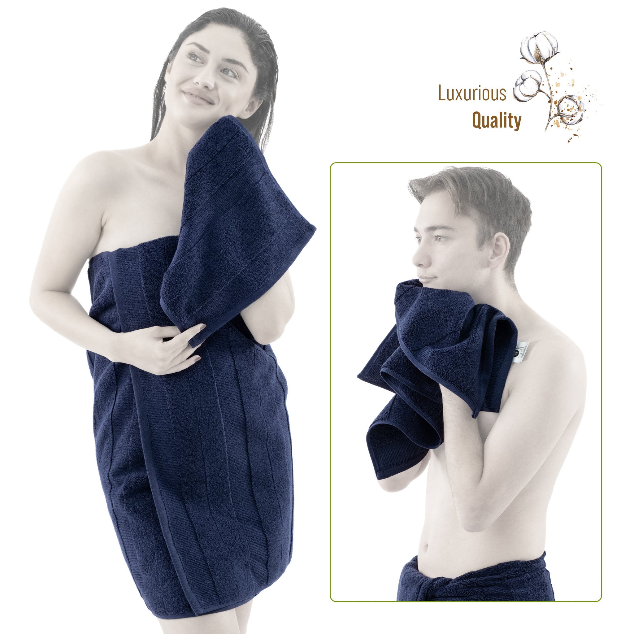American-softlinen Sense Collection 100% Micro Cotton Premium 6 Piece Towel Set, 600 GSM Ultra Soft and Plush Towels for Bathroom