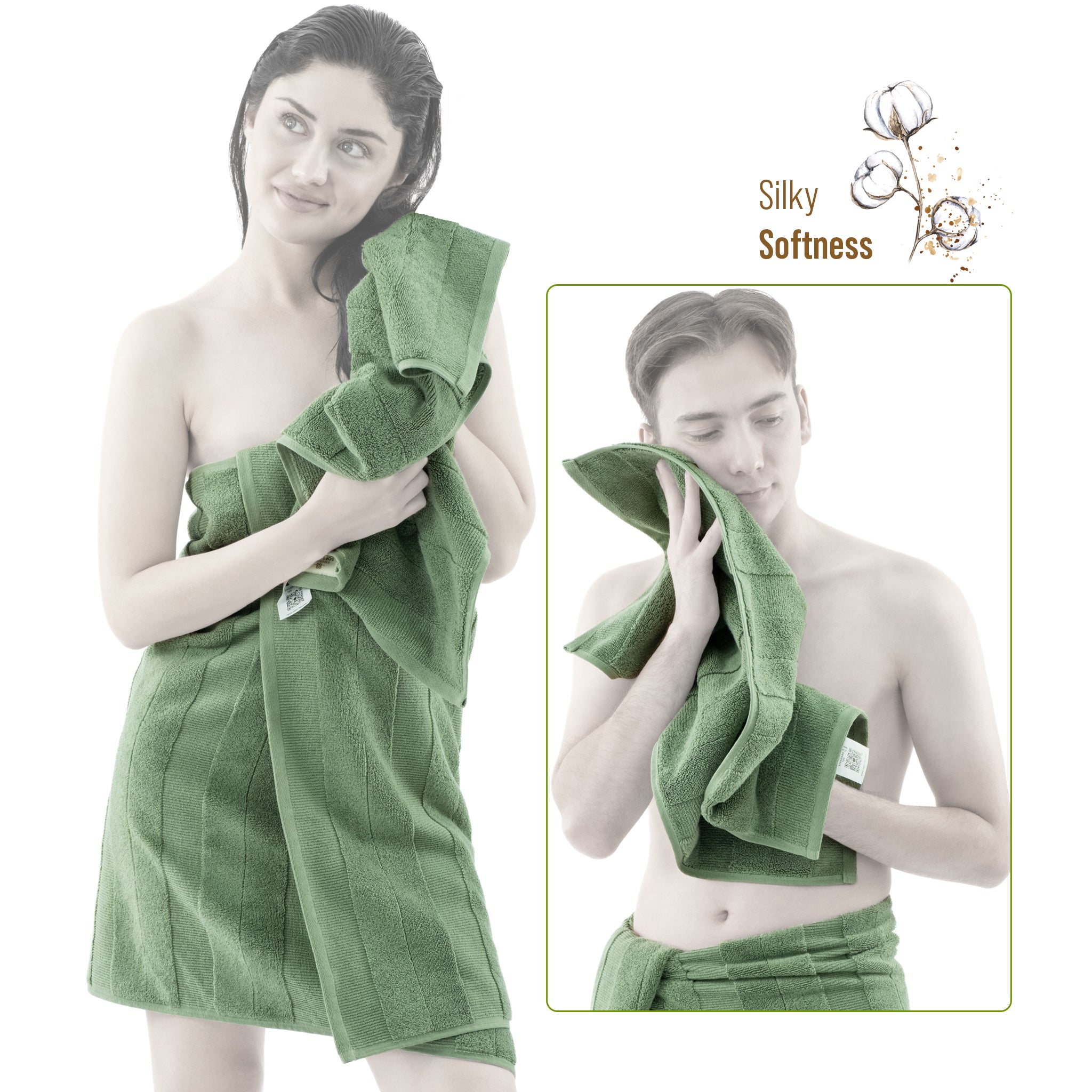 American-softlinen Sense Collection 100% Micro Cotton Premium 6 Piece Towel Set, 600 GSM Ultra Soft and Plush Towels for Bathroom