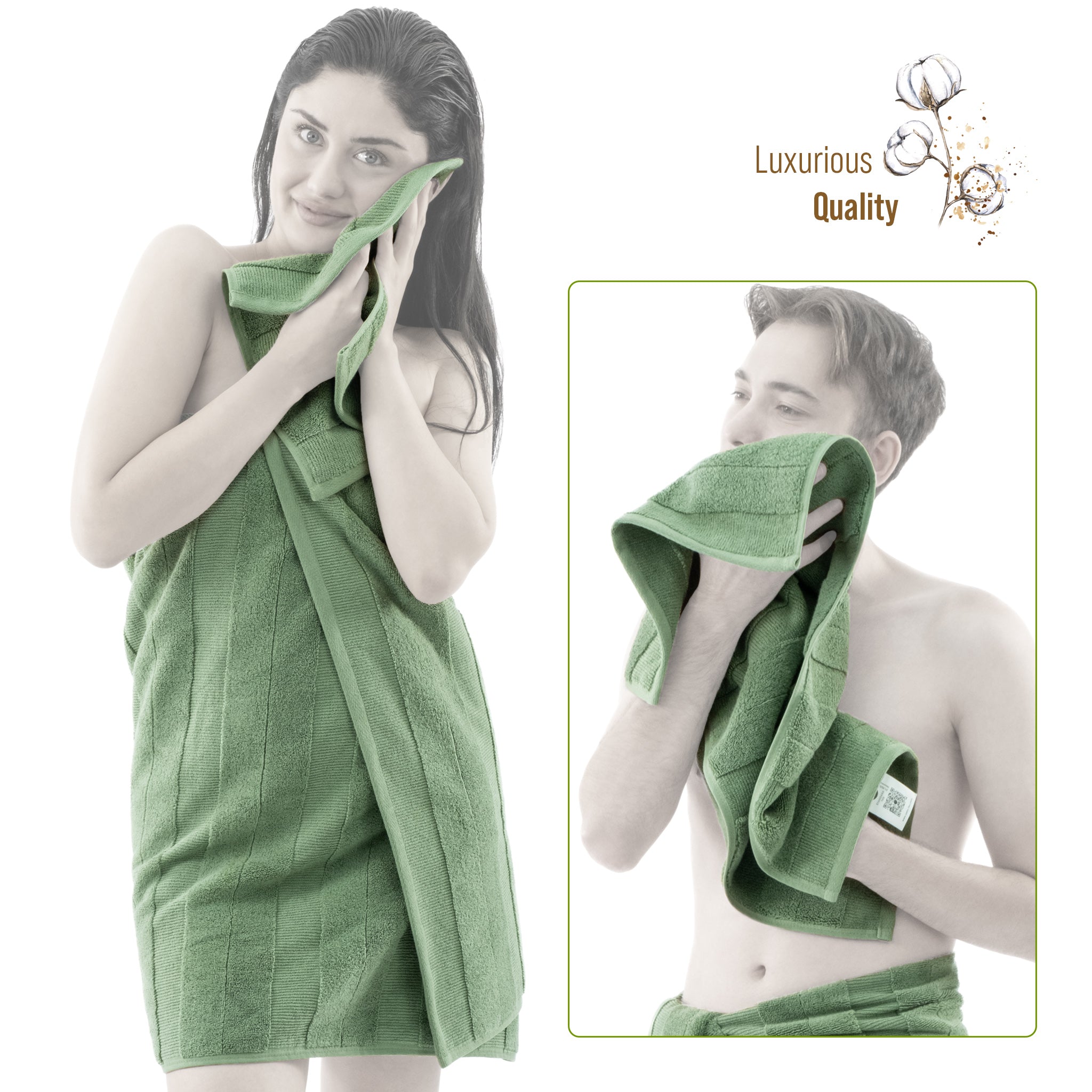American-softlinen Sense Collection 100% Micro Cotton Premium 6 Piece Towel Set, 600 GSM Ultra Soft and Plush Towels for Bathroom
