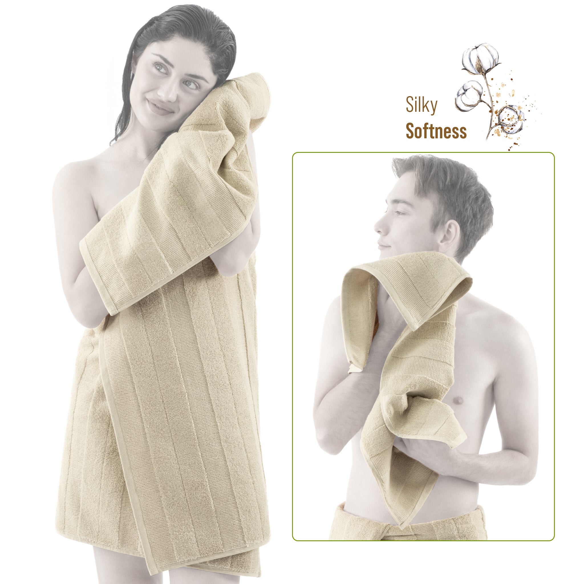 American-softlinen Sense Collection 100% Micro Cotton Premium 6 Piece Towel Set, 600 GSM Ultra Soft and Plush Towels for Bathroom
