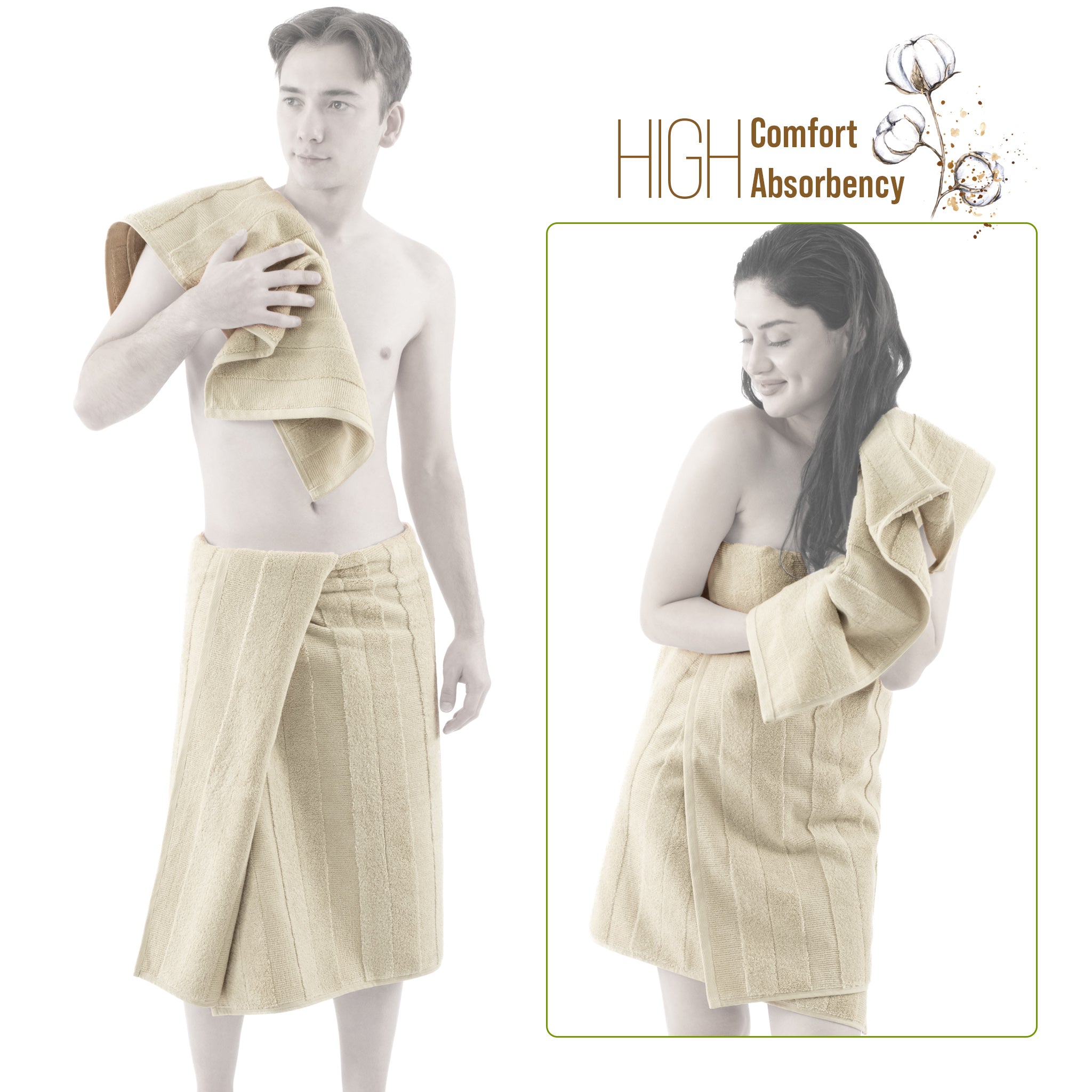 American-softlinen Sense Collection 100% Micro Cotton Premium 6 Piece Towel Set, 600 GSM Ultra Soft and Plush Towels for Bathroom