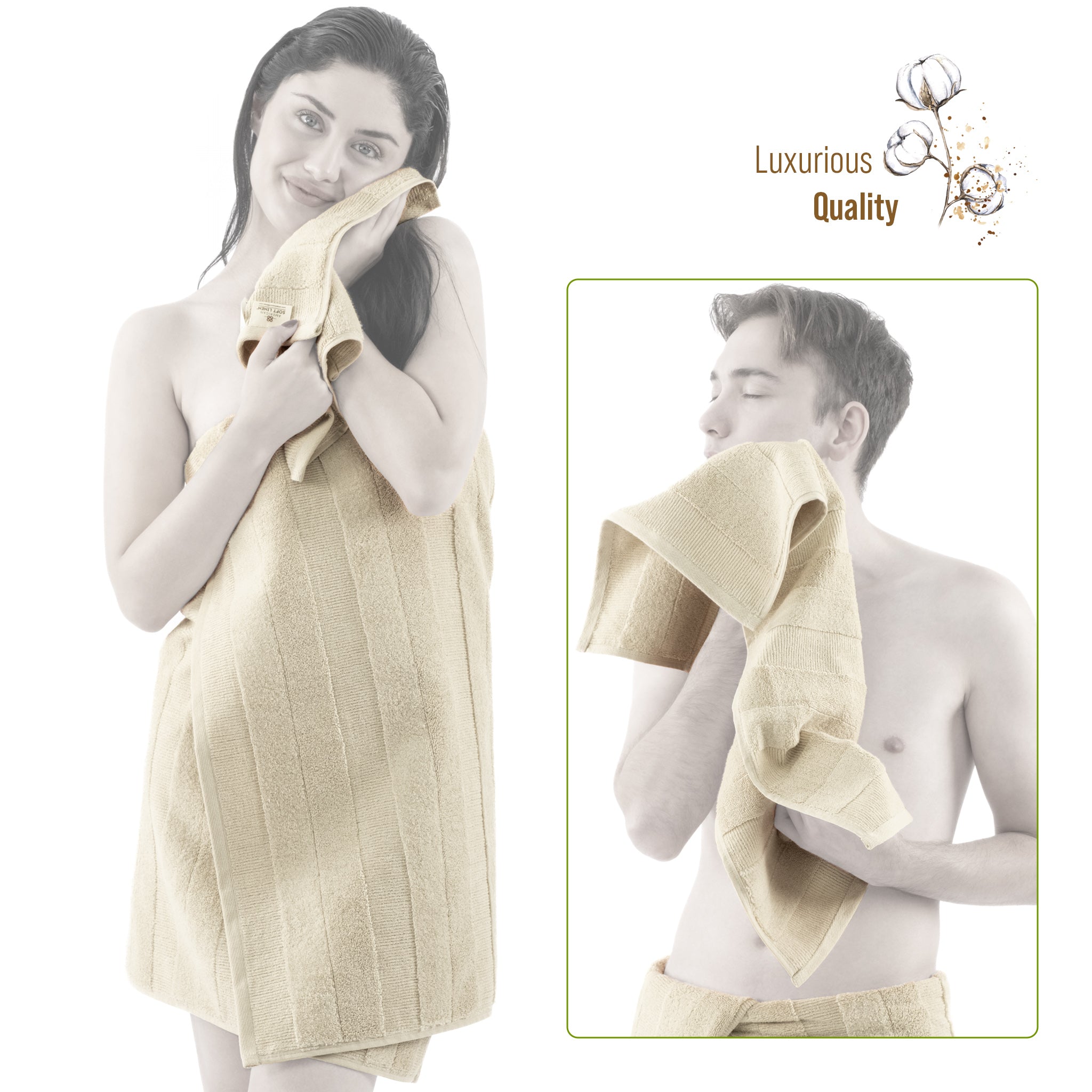American-softlinen Sense Collection 100% Micro Cotton Premium 6 Piece Towel Set, 600 GSM Ultra Soft and Plush Towels for Bathroom