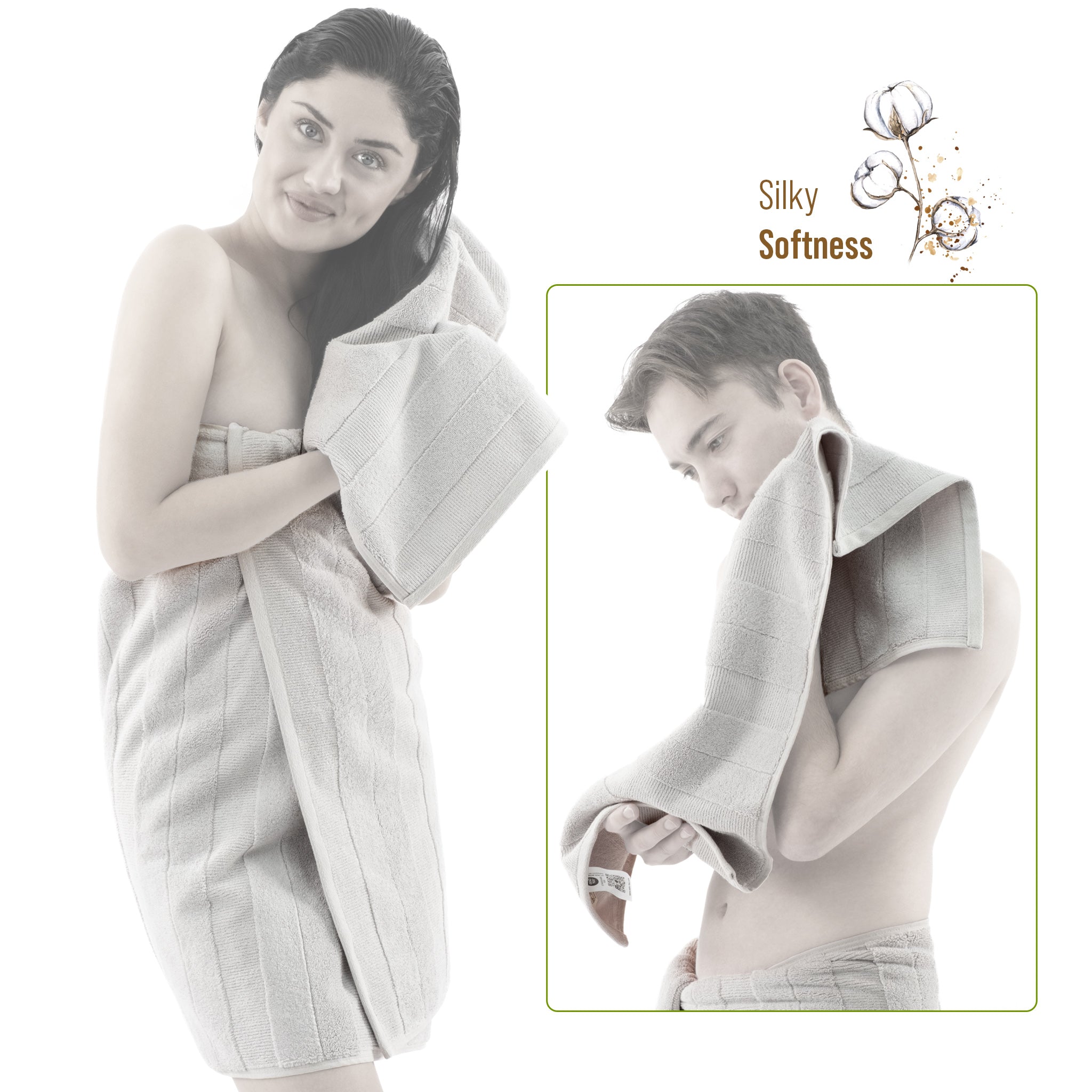 American-softlinen Sense Collection 100% Micro Cotton Premium 6 Piece Towel Set, 600 GSM Ultra Soft and Plush Towels for Bathroom