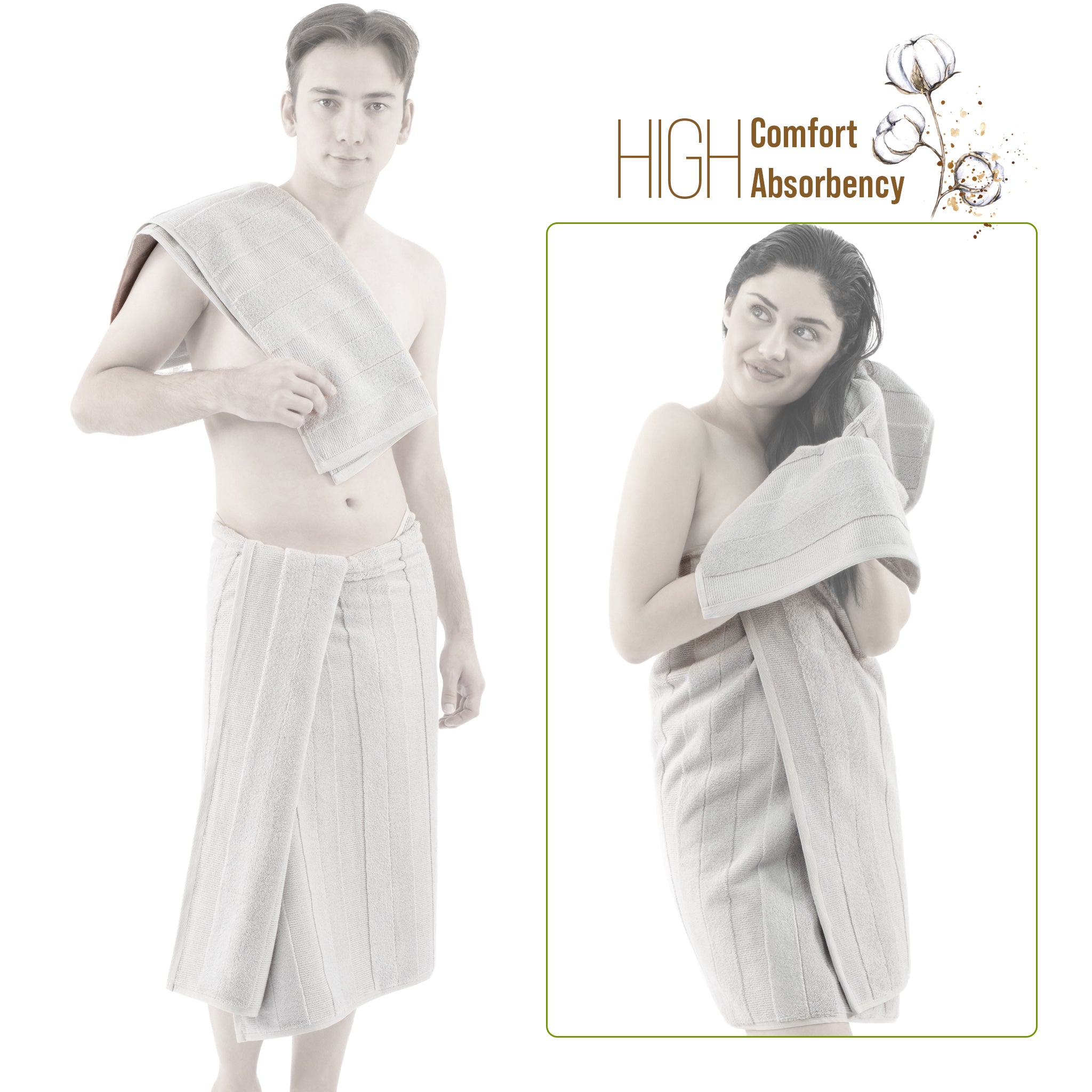 American-softlinen Sense Collection 100% Micro Cotton Premium 6 Piece Towel Set, 600 GSM Ultra Soft and Plush Towels for Bathroom