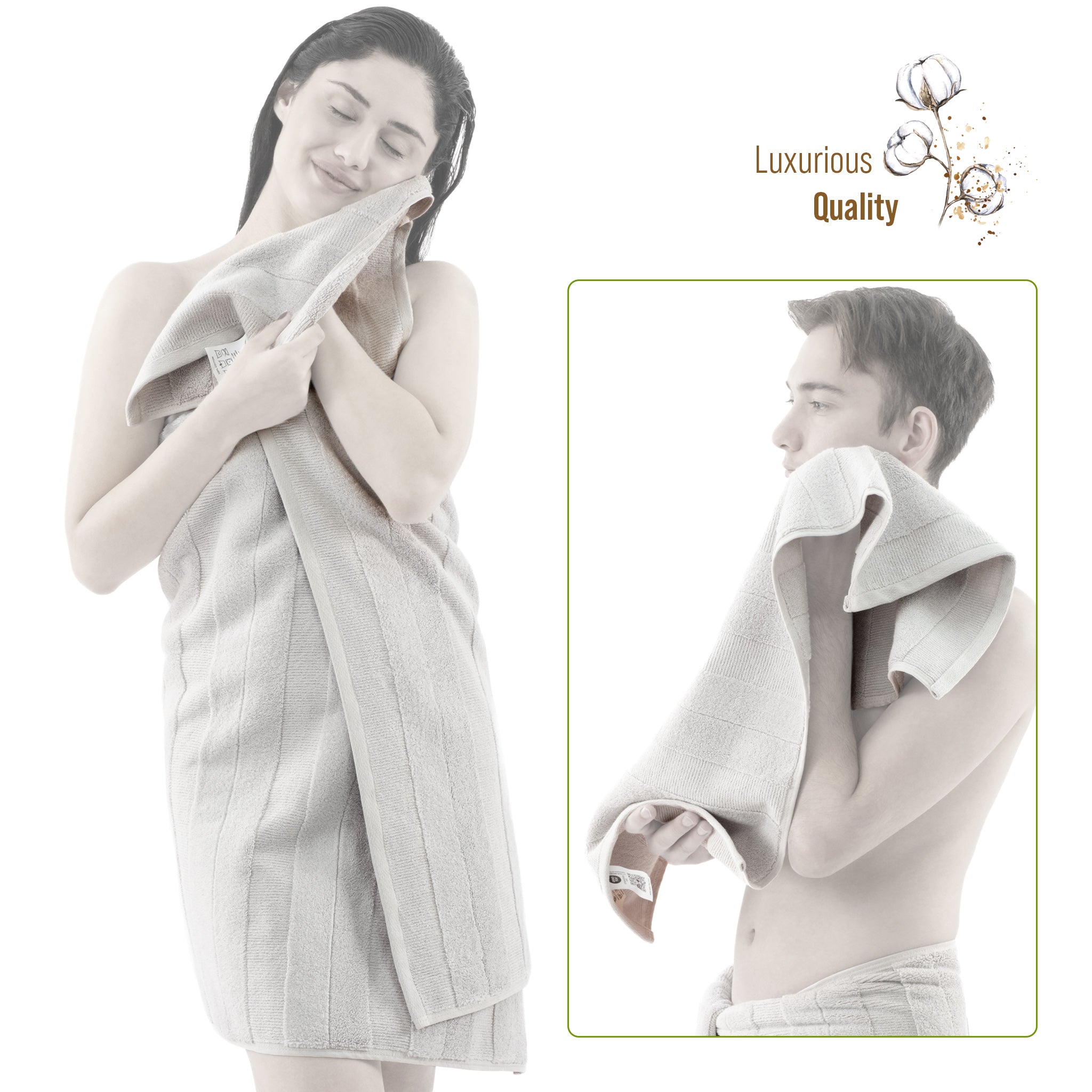 American-softlinen Sense Collection 100% Micro Cotton Premium 6 Piece Towel Set, 600 GSM Ultra Soft and Plush Towels for Bathroom