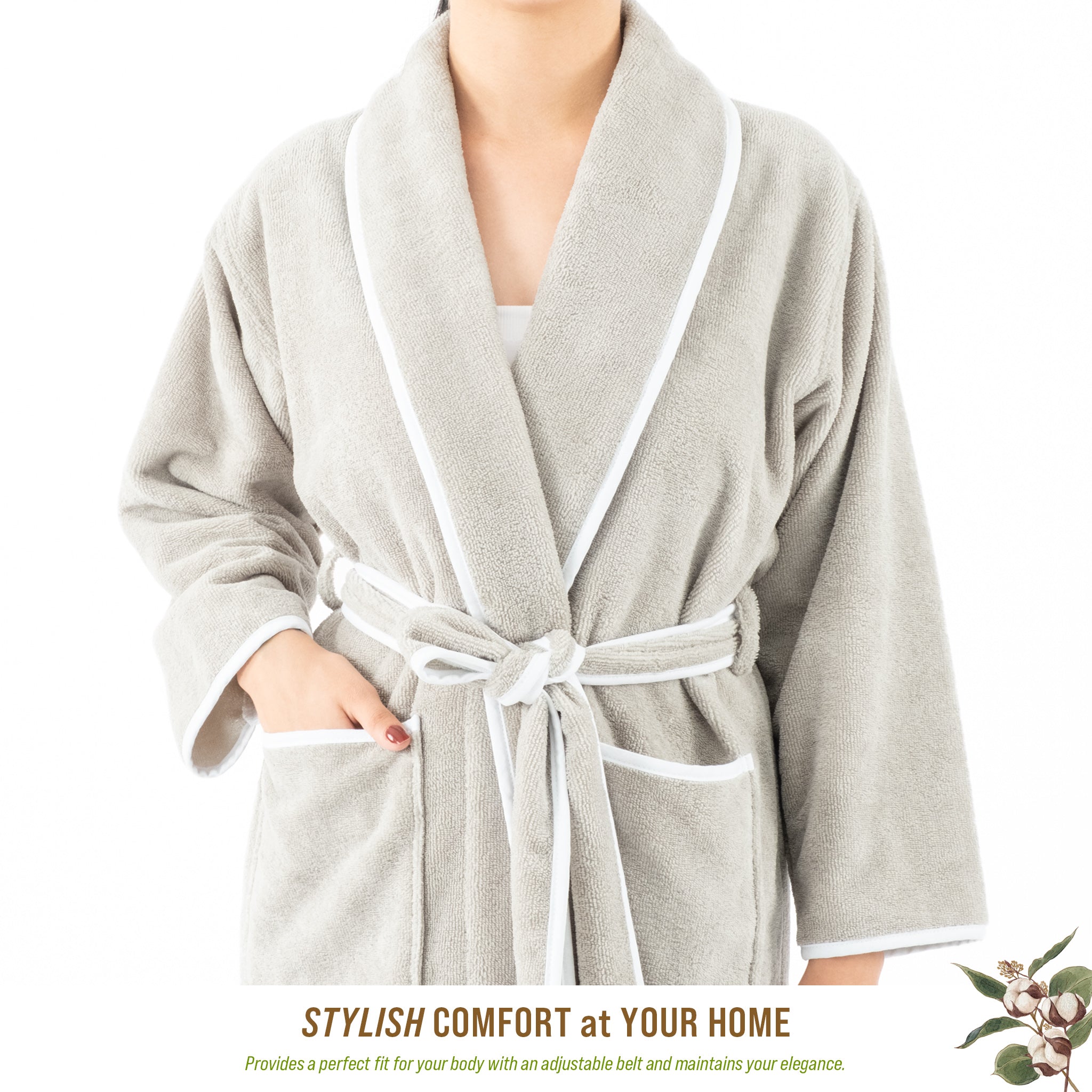 American-softlinen Triga - Bamboo Robes for Women and Men, Unisex Plush Spa Lounging Bathrobe, 1 Piece Cozy Robe for Couples After Shower