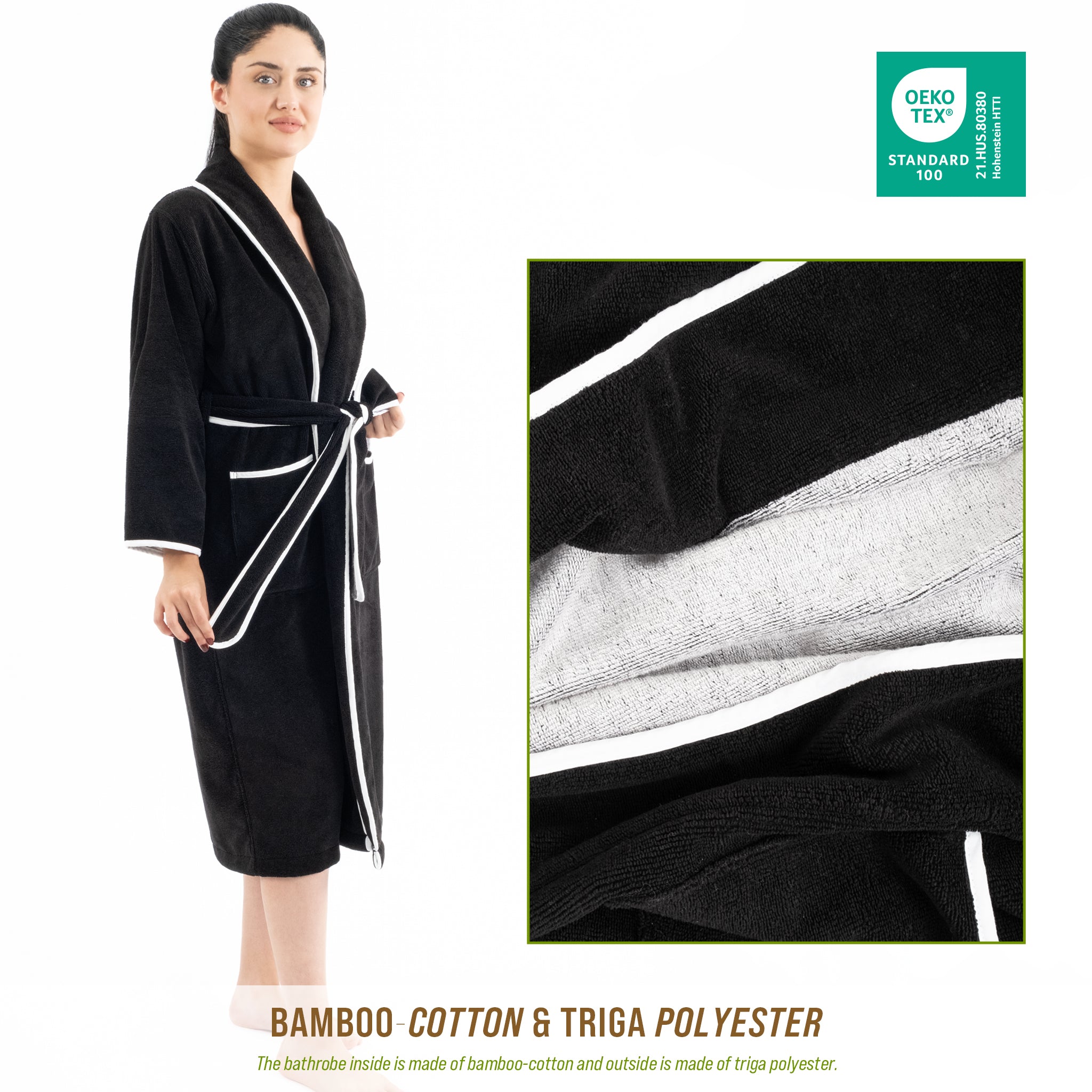 American-softlinen Triga - Bamboo Robes for Women and Men, Unisex Plush Spa Lounging Bathrobe, 1 Piece Cozy Robe for Couples After Shower