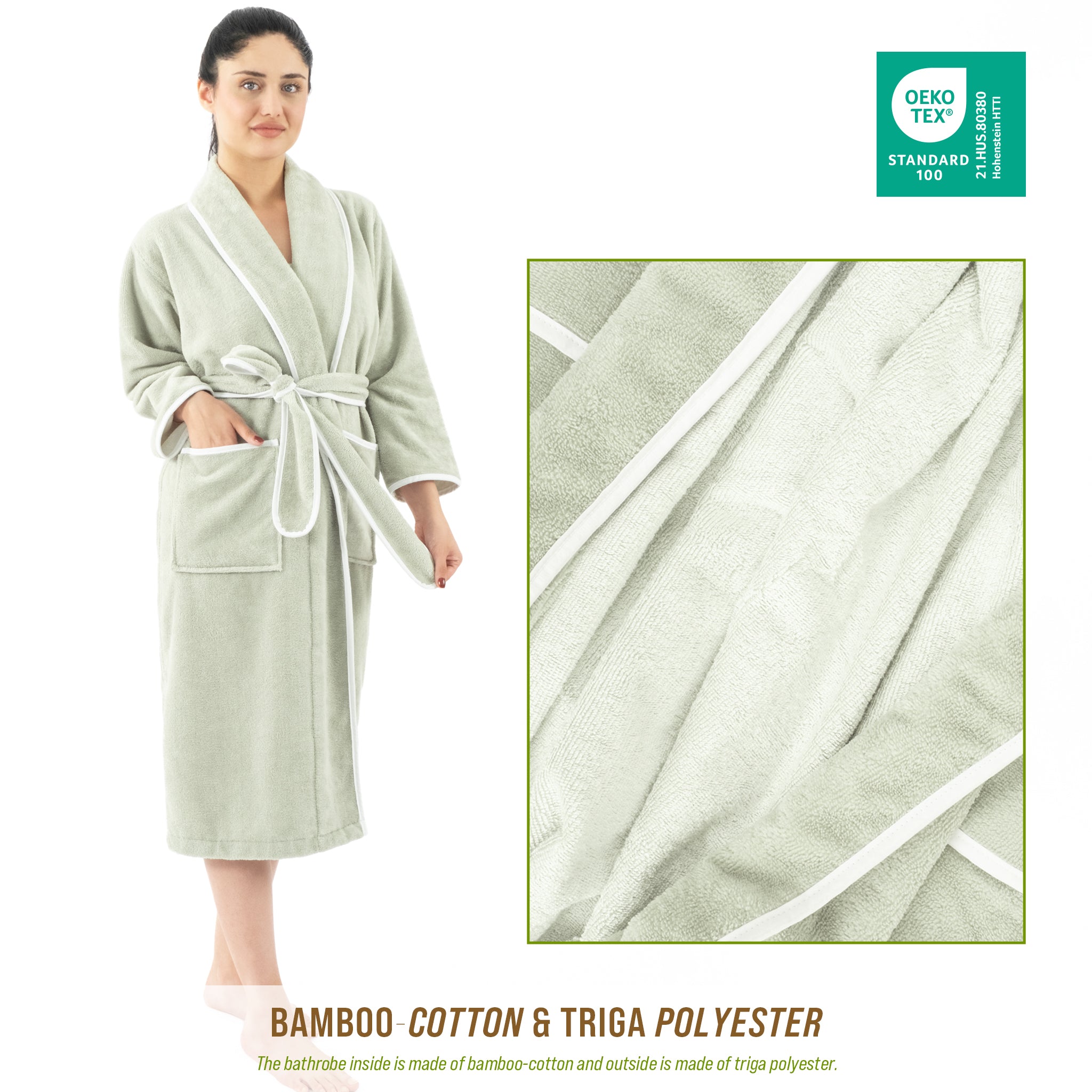 American-softlinen Triga - Bamboo Robes for Women and Men, Unisex Plush Spa Lounging Bathrobe, 1 Piece Cozy Robe for Couples After Shower
