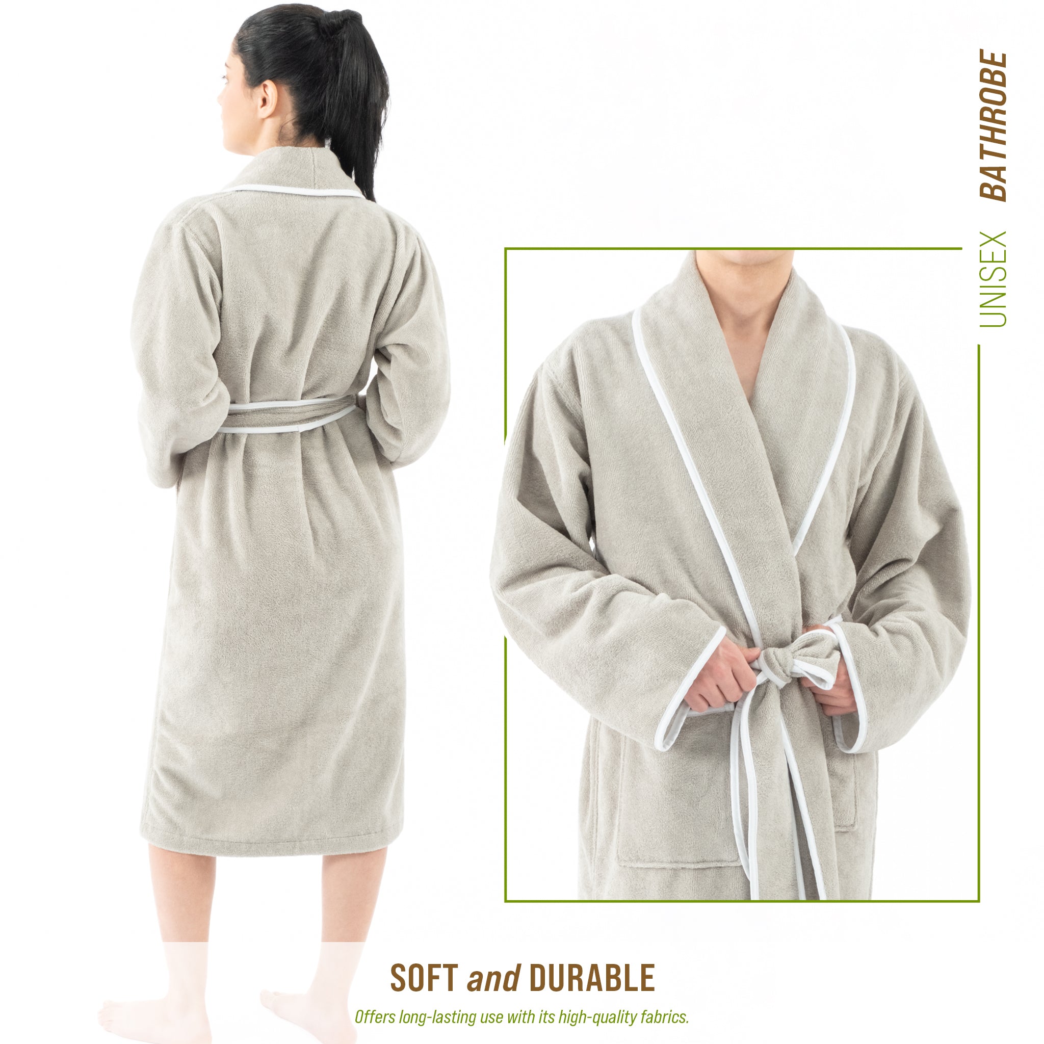 American-softlinen Triga - Bamboo Robes for Women and Men, Unisex Plush Spa Lounging Bathrobe, 1 Piece Cozy Robe for Couples After Shower