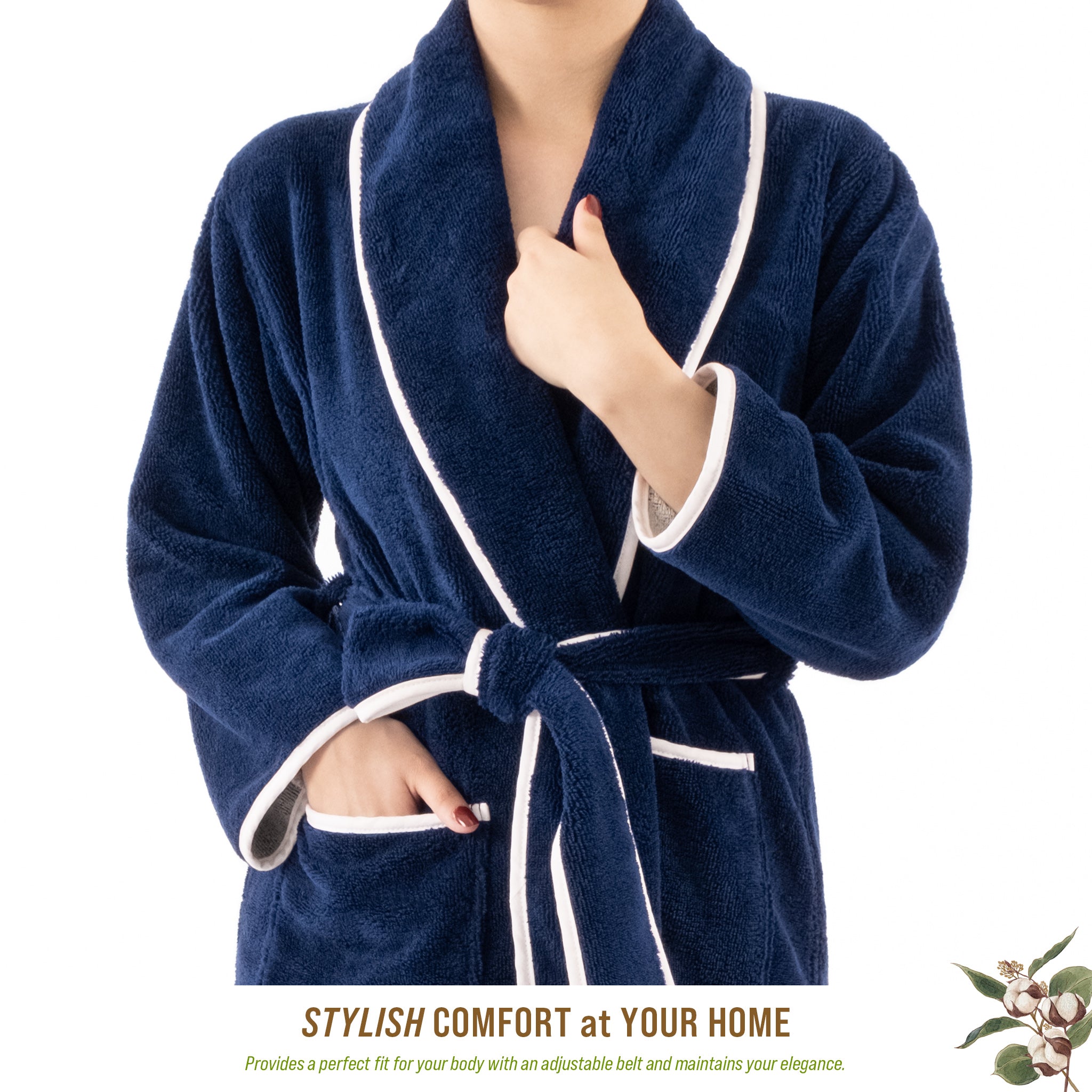 American-softlinen Triga - Bamboo Robes for Women and Men, Unisex Plush Spa Lounging Bathrobe, 1 Piece Cozy Robe for Couples After Shower