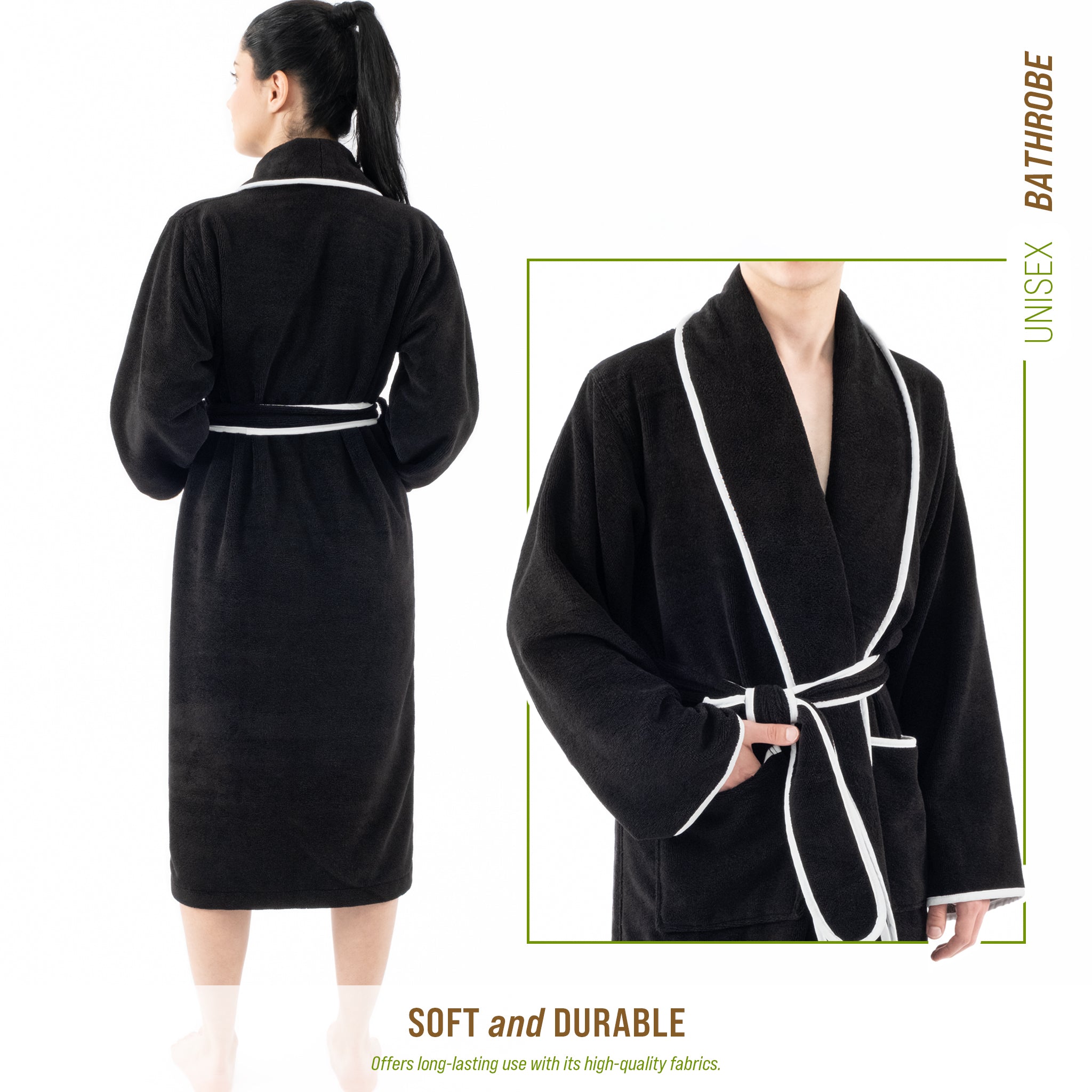 American-softlinen Triga - Bamboo Robes for Women and Men, Unisex Plush Spa Lounging Bathrobe, 1 Piece Cozy Robe for Couples After Shower