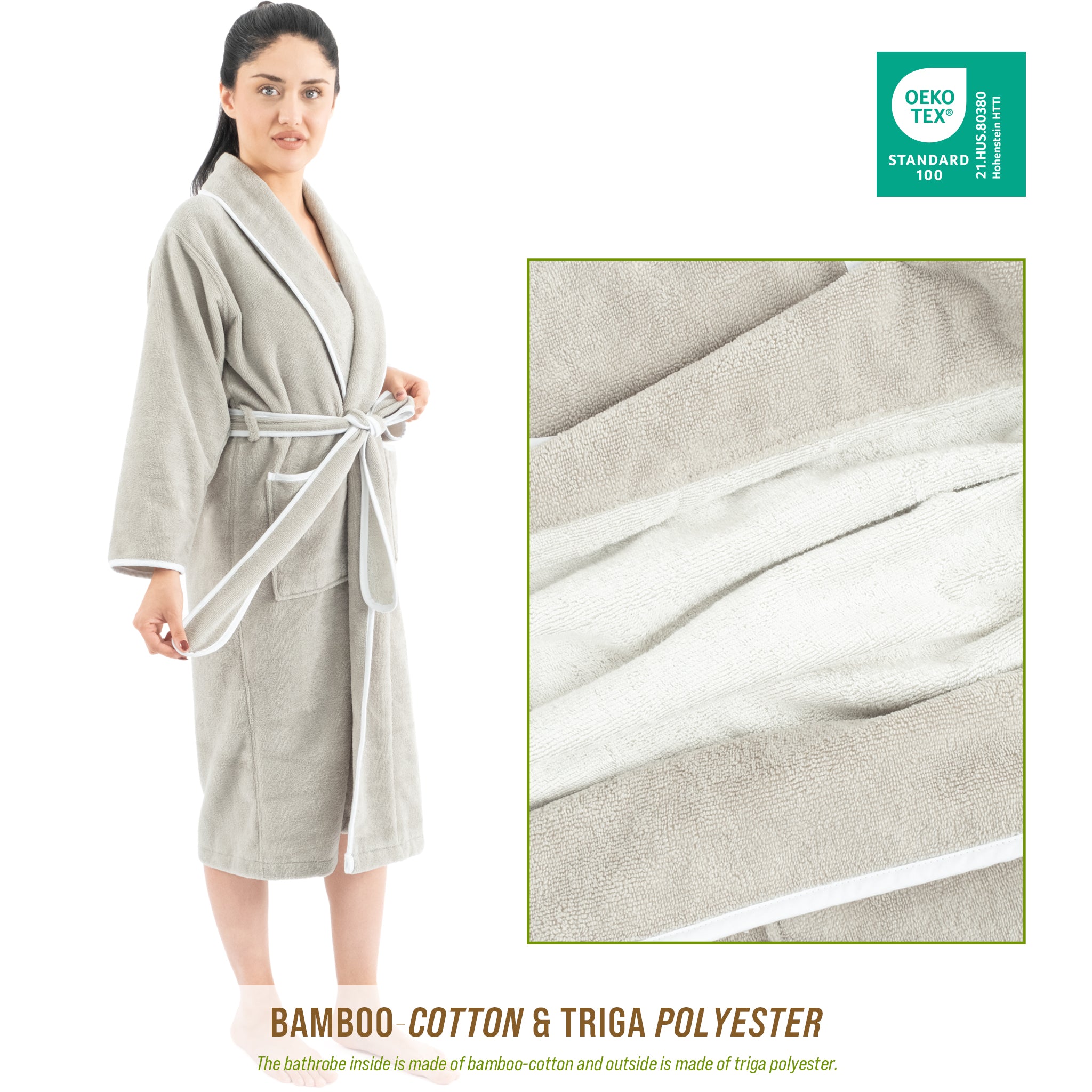 American-softlinen Triga - Bamboo Robes for Women and Men, Unisex Plush Spa Lounging Bathrobe, 1 Piece Cozy Robe for Couples After Shower