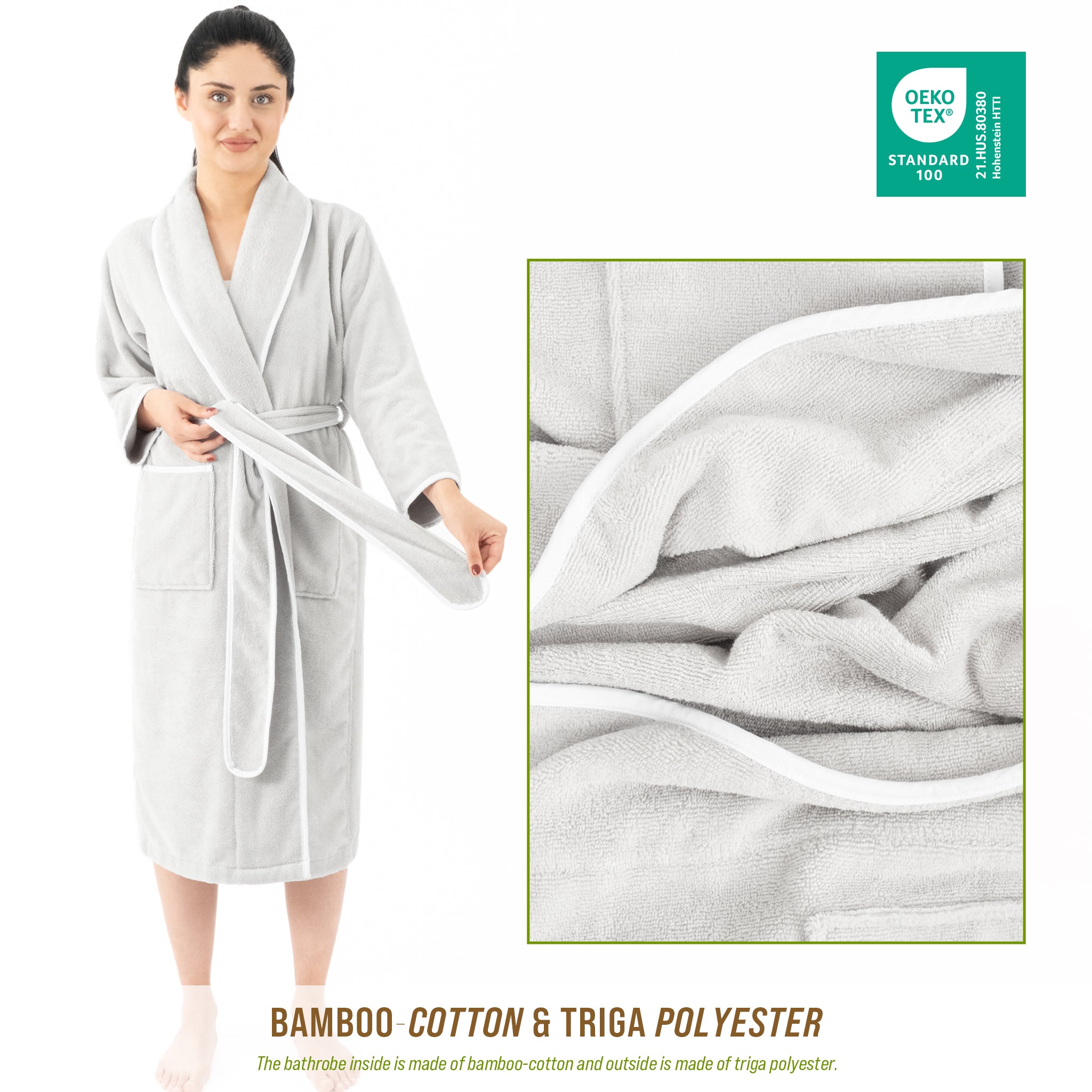 American-softlinen Triga - Bamboo Robes for Women and Men, Unisex Plush Spa Lounging Bathrobe, 1 Piece Cozy Robe for Couples After Shower