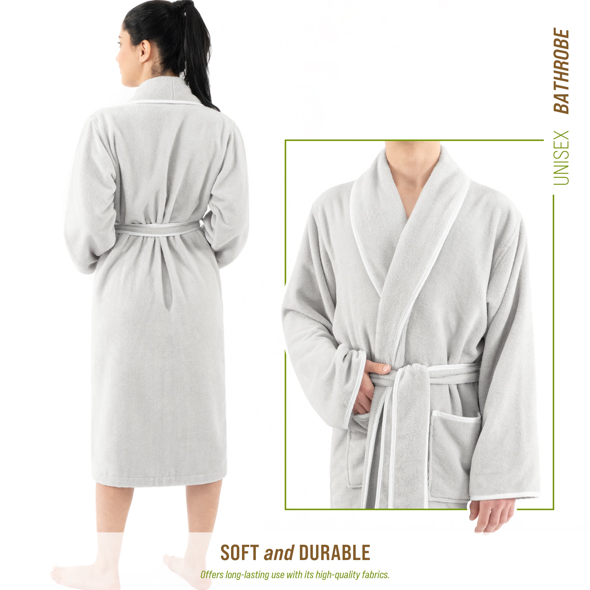 American-softlinen Triga - Bamboo Robes for Women and Men, Unisex Plush Spa Lounging Bathrobe, 1 Piece Cozy Robe for Couples After Shower