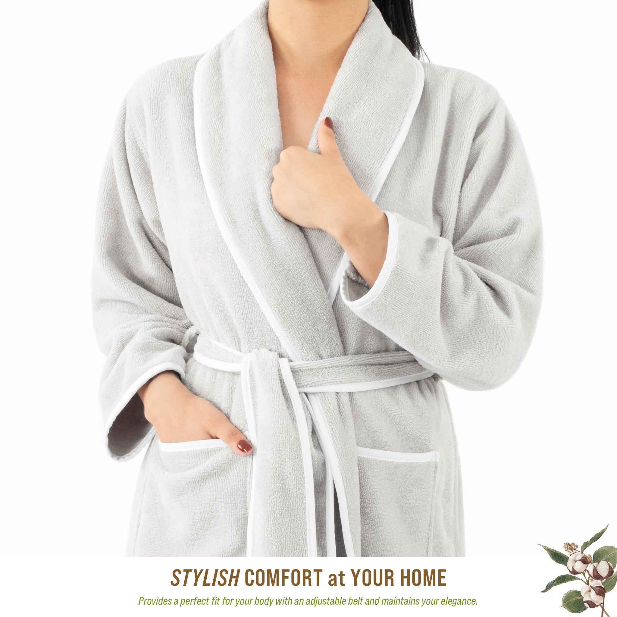 American-softlinen Triga - Bamboo Robes for Women and Men, Unisex Plush Spa Lounging Bathrobe, 1 Piece Cozy Robe for Couples After Shower